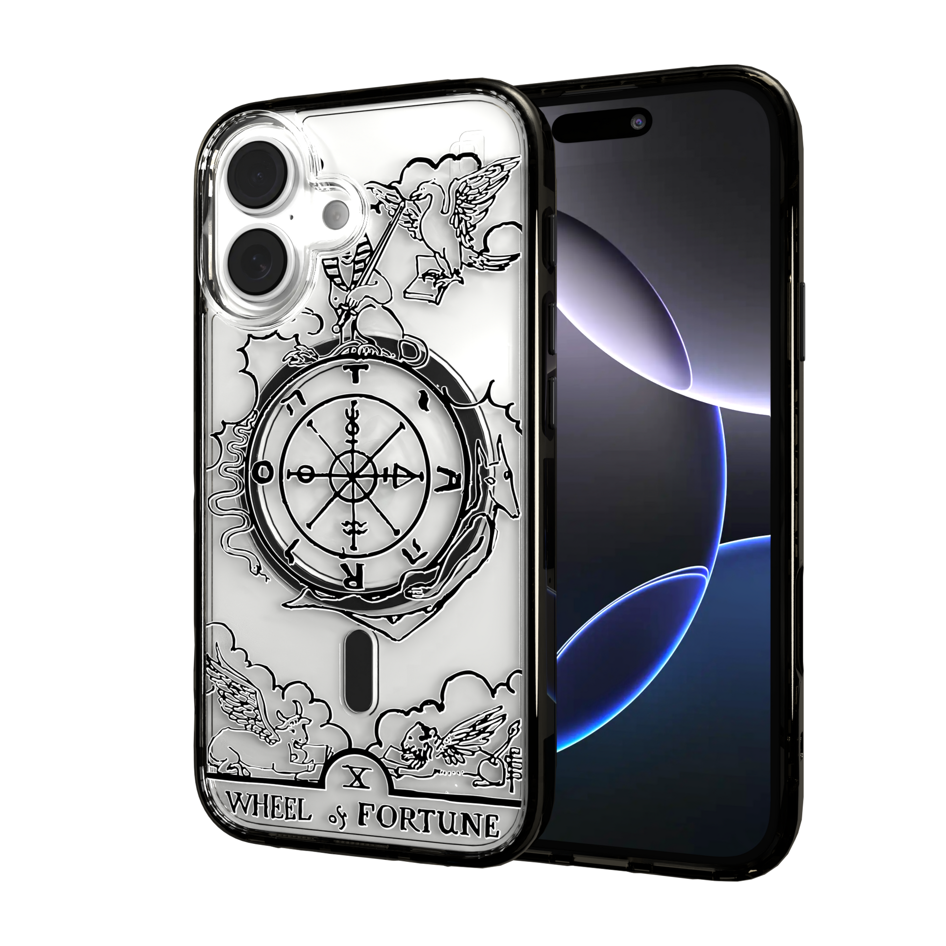 iPhone 16 Series | MagSafe | Tarot Collection | Wheel of Fortune Wheel of Fortune - Line / iPhone 16 / Black