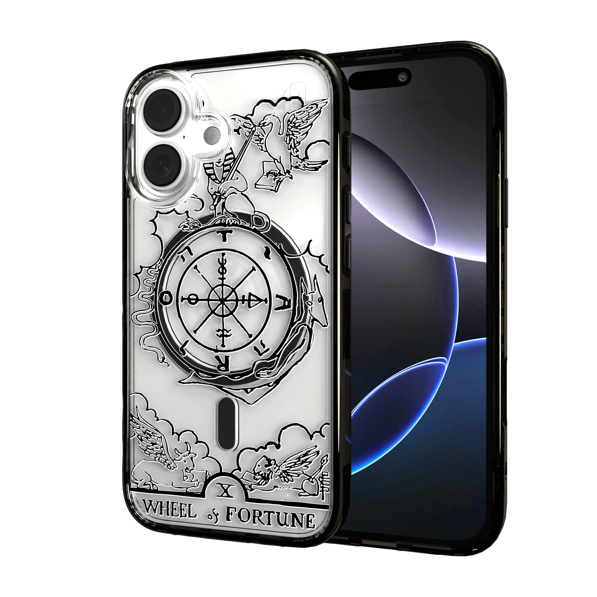 iPhone 16 Series | MagSafe | Tarot Collection | Wheel of Fortune Wheel of Fortune - Line / iPhone 16 / Black