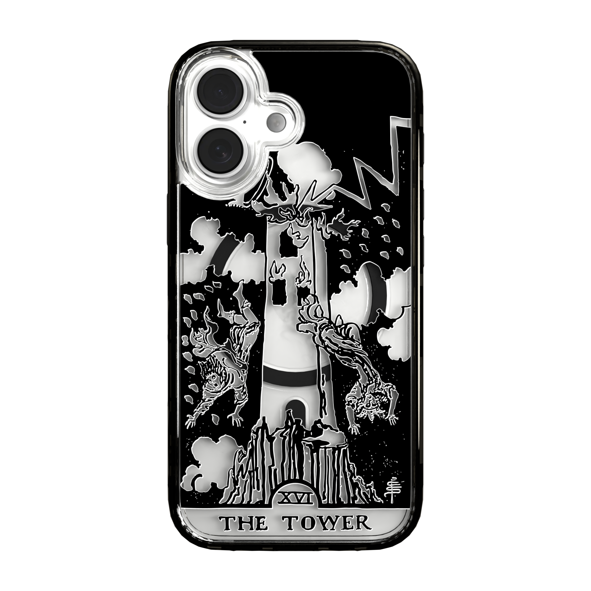 iPhone 16 Series | MagSafe | Tarot Collection | The Tower The Tower - Line / iPhone 16 / Black