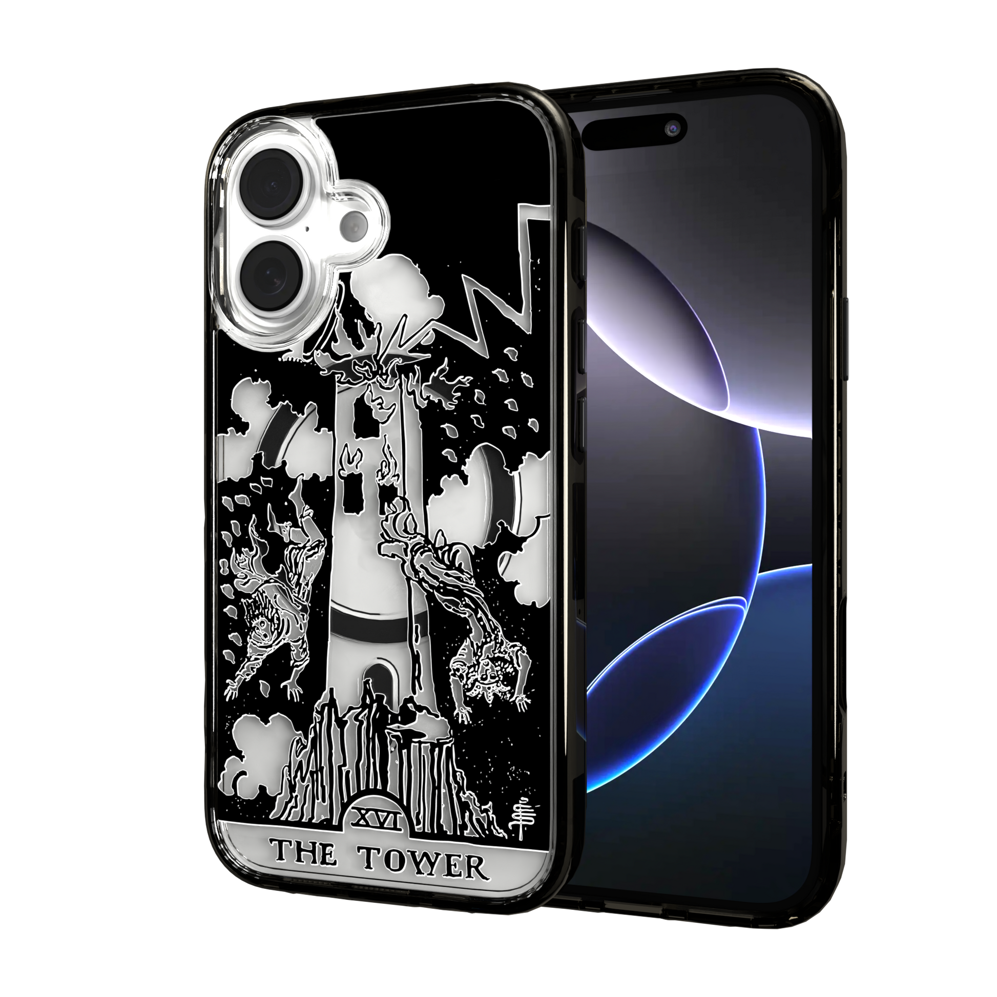 iPhone 16 Series | MagSafe | Tarot Collection | The Tower The Tower - Line / iPhone 16 / Black