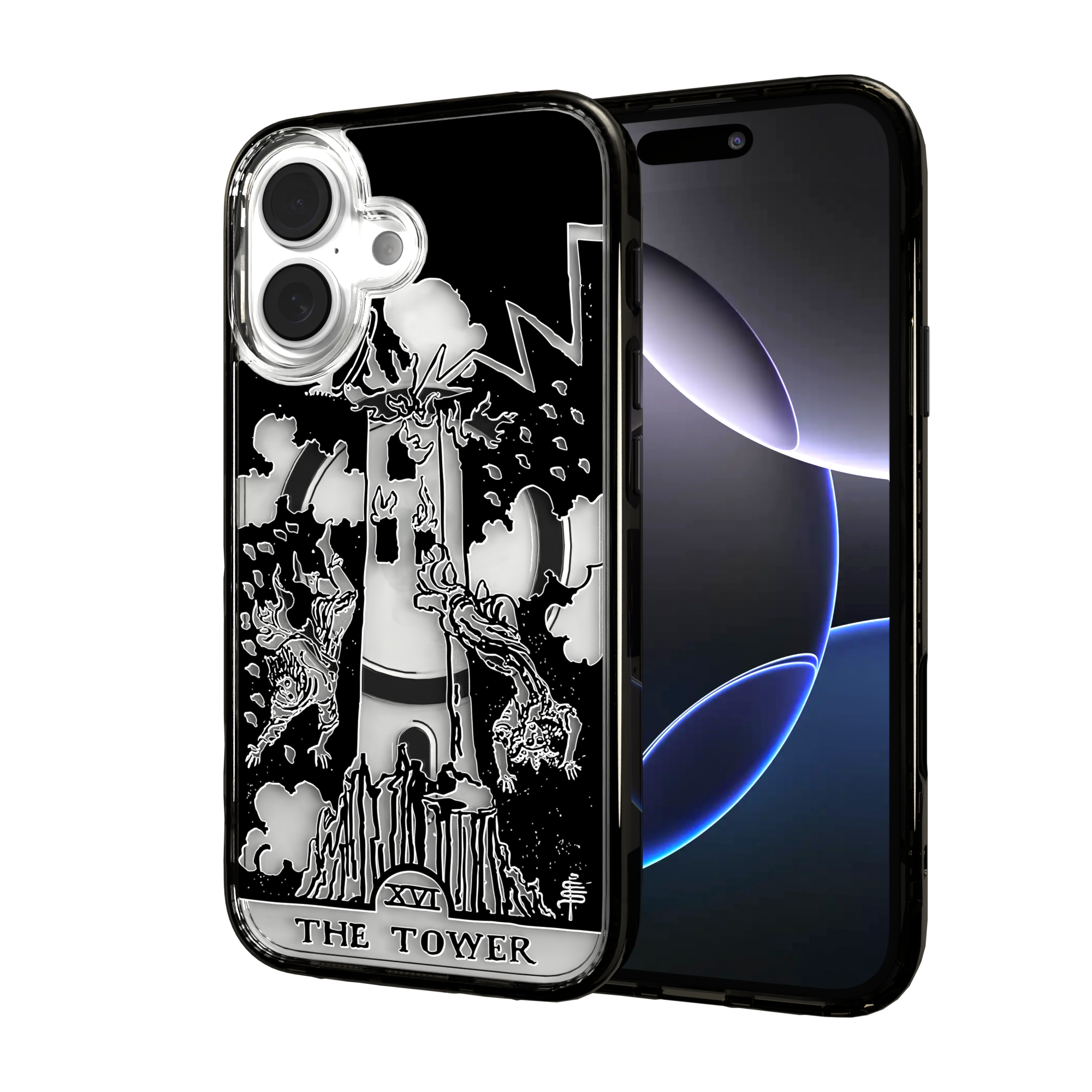 iPhone 16 Series | MagSafe | Tarot Collection | The Tower The Tower - Line / iPhone 16 / Black