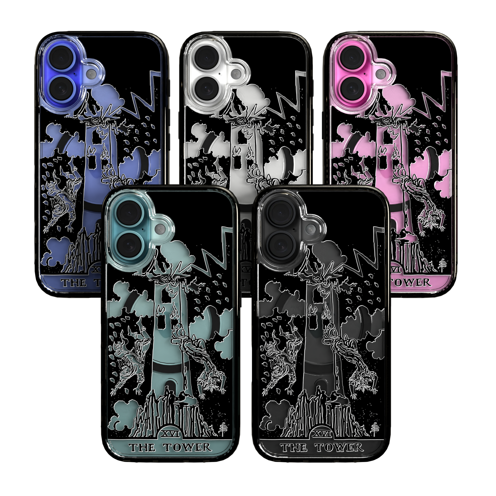 iPhone 16 Series | MagSafe | Tarot Collection | The Tower The Tower - Line / iPhone 16 / Black