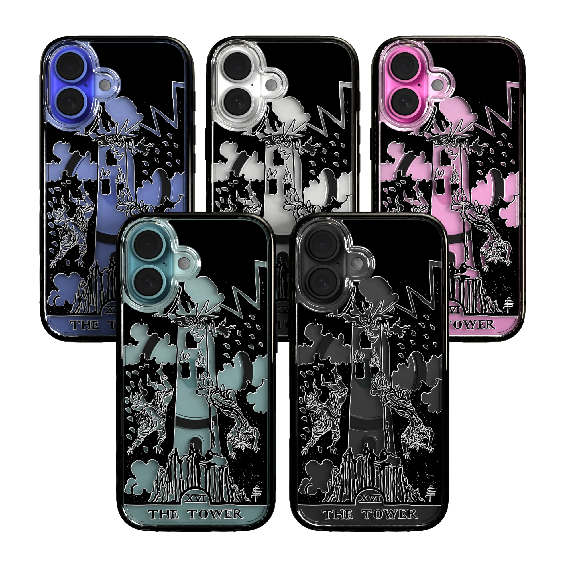 iPhone 16 Series | MagSafe | Tarot Collection | The Tower The Tower - Line / iPhone 16 / Black