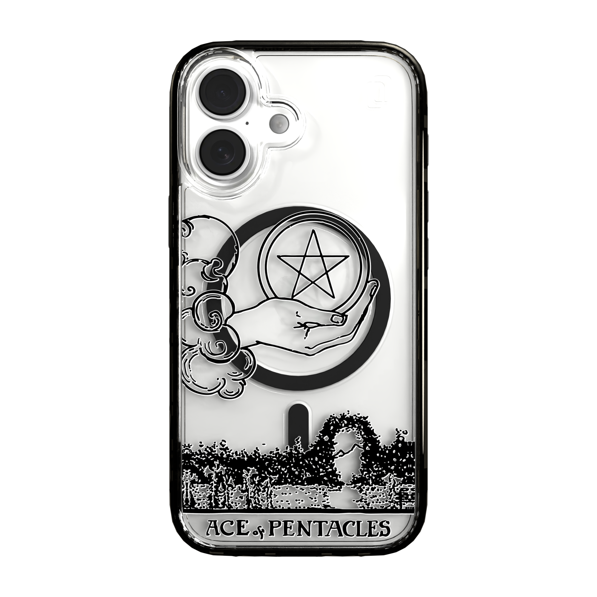 iPhone 16 Series | MagSafe | Tarot Collection | Ace of Pentacles Ace of Pentacles - Line / iPhone 16 / Black