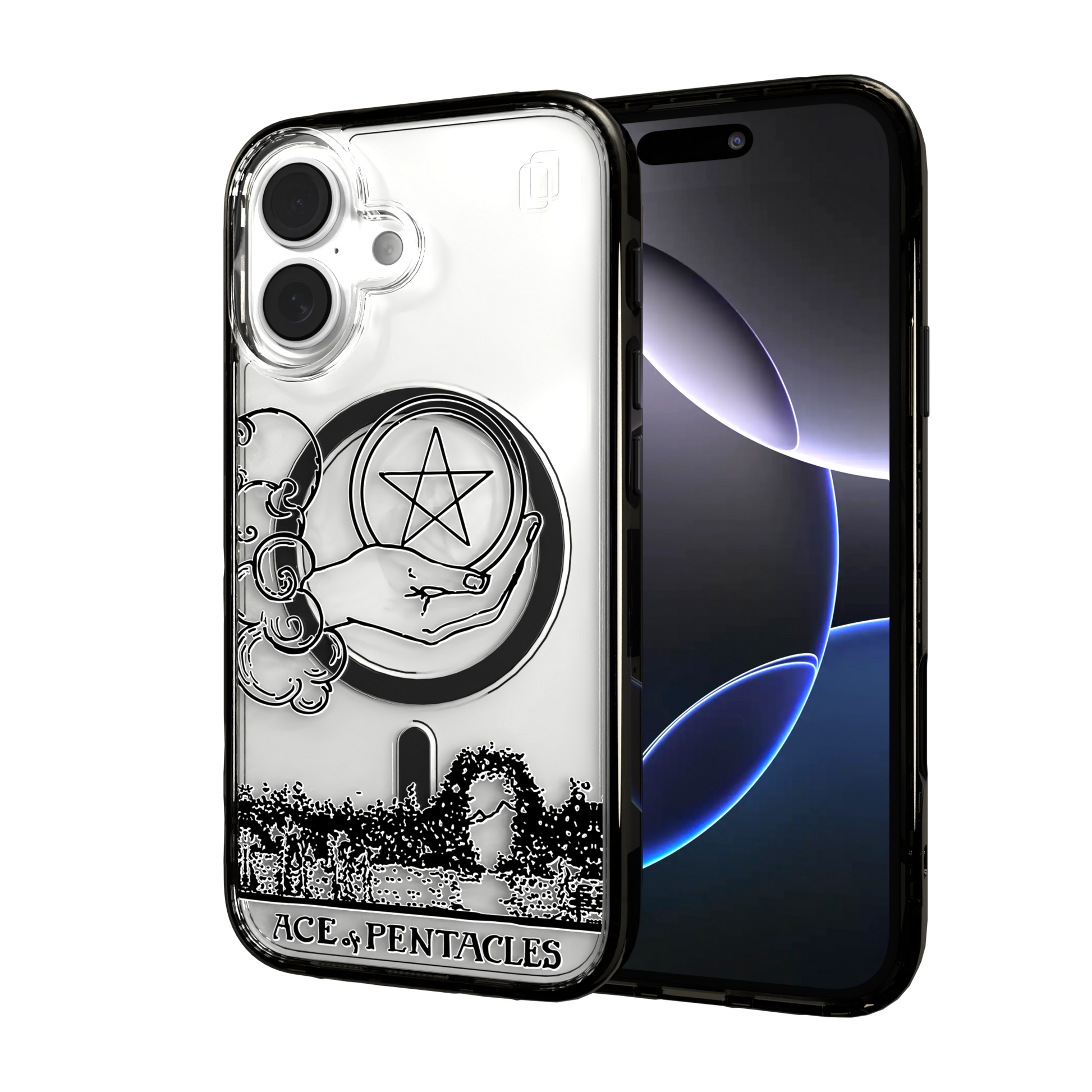 iPhone 16 Series | MagSafe | Tarot Collection | Ace of Pentacles Ace of Pentacles - Line / iPhone 16 / Black