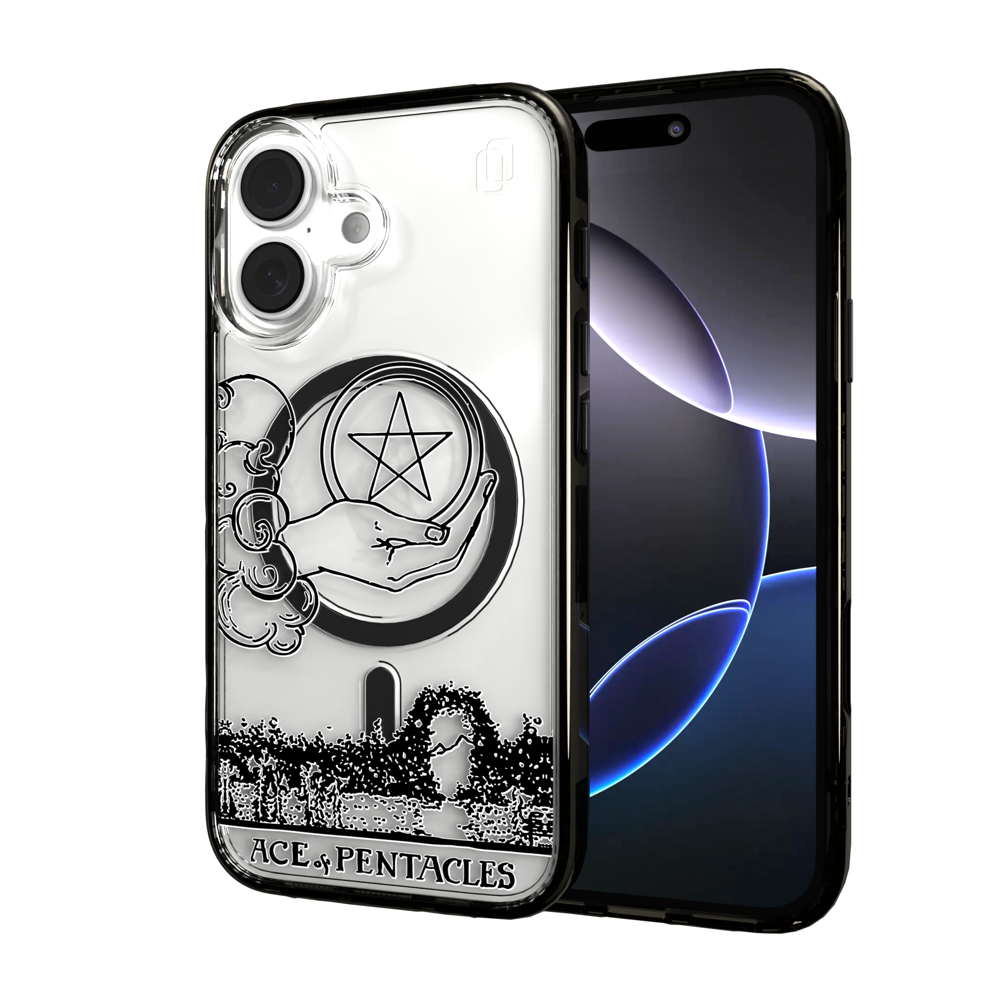 iPhone 16 Series | MagSafe | Tarot Collection | Ace of Pentacles Ace of Pentacles - Line / iPhone 16 / Black