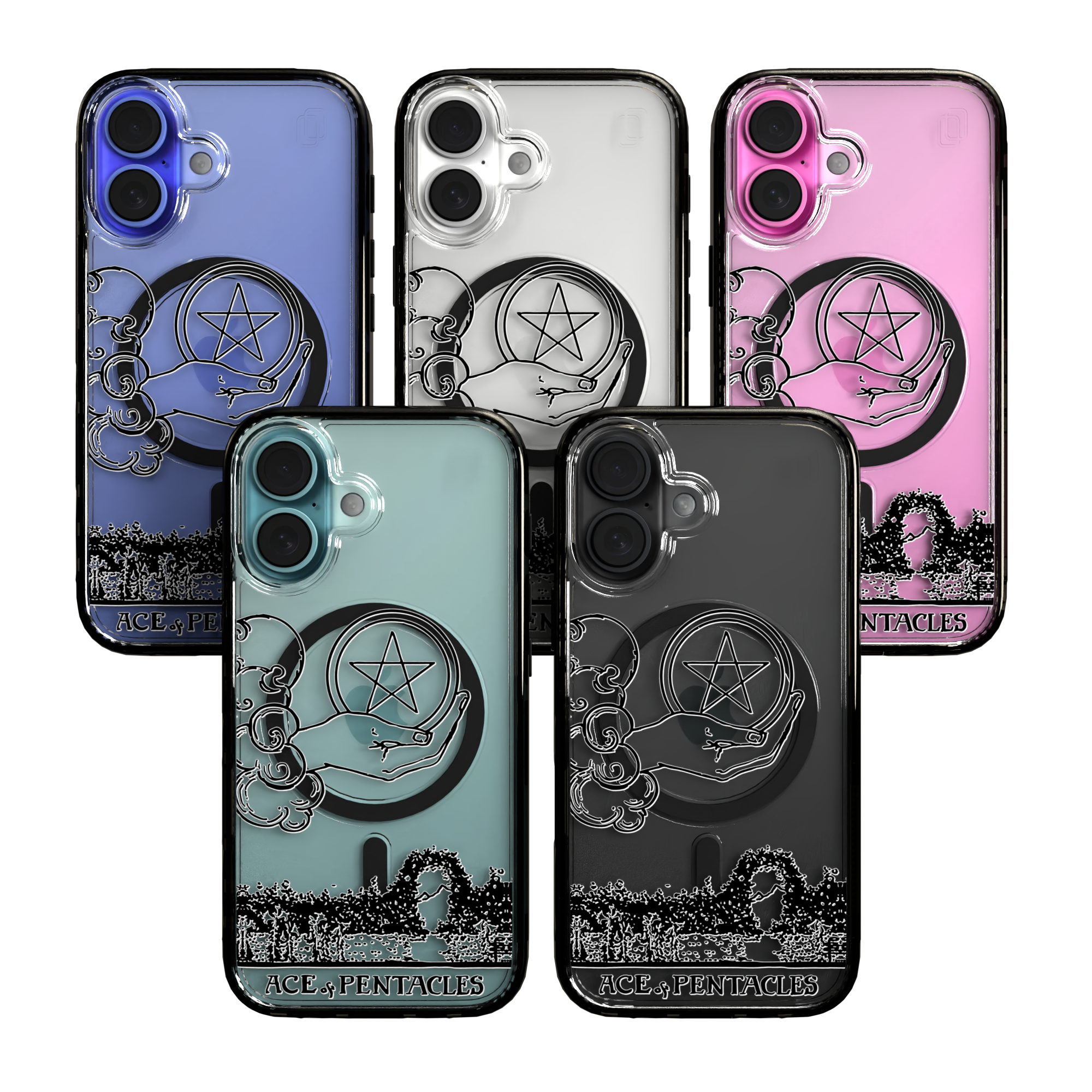 iPhone 16 Series | MagSafe | Tarot Collection | Ace of Pentacles Ace of Pentacles - Line / iPhone 16 / Black