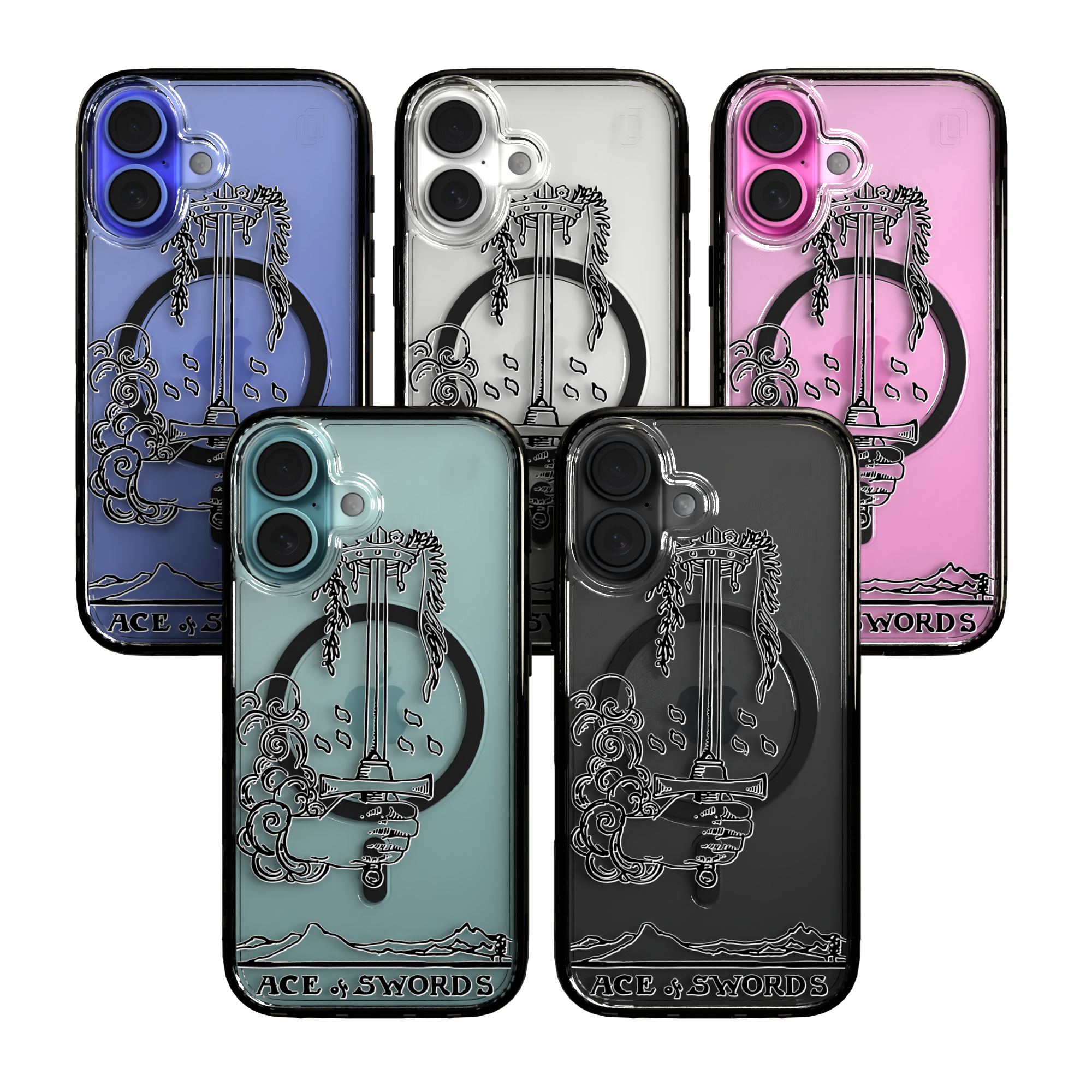 iPhone 16 Series | MagSafe | Tarot Collection | Ace of Swords Ace of Swords - Line / iPhone 16 / Black