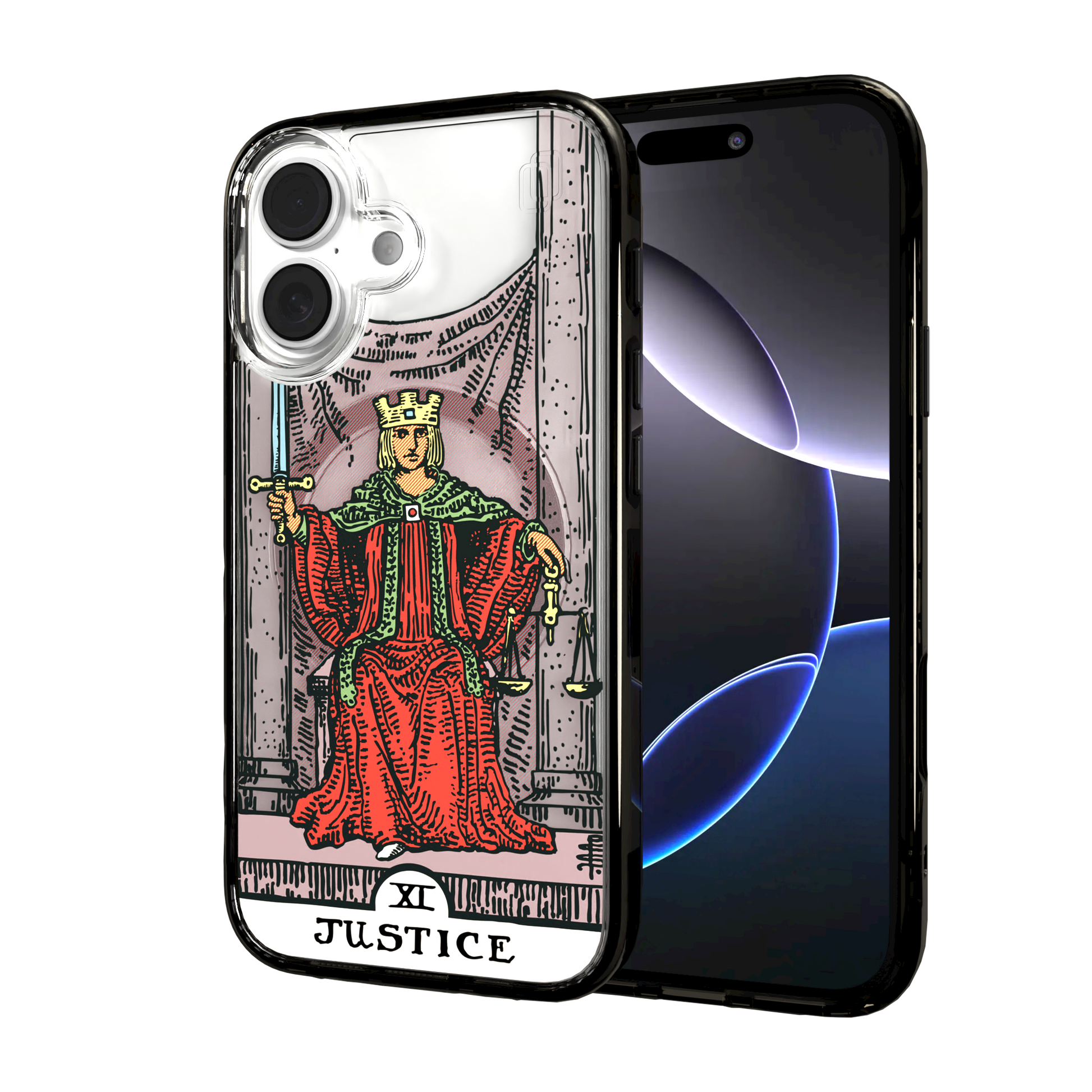 iPhone 16 Series | MagSafe | Tarot Collection | Justice Justice - Color / iPhone 16 / Black