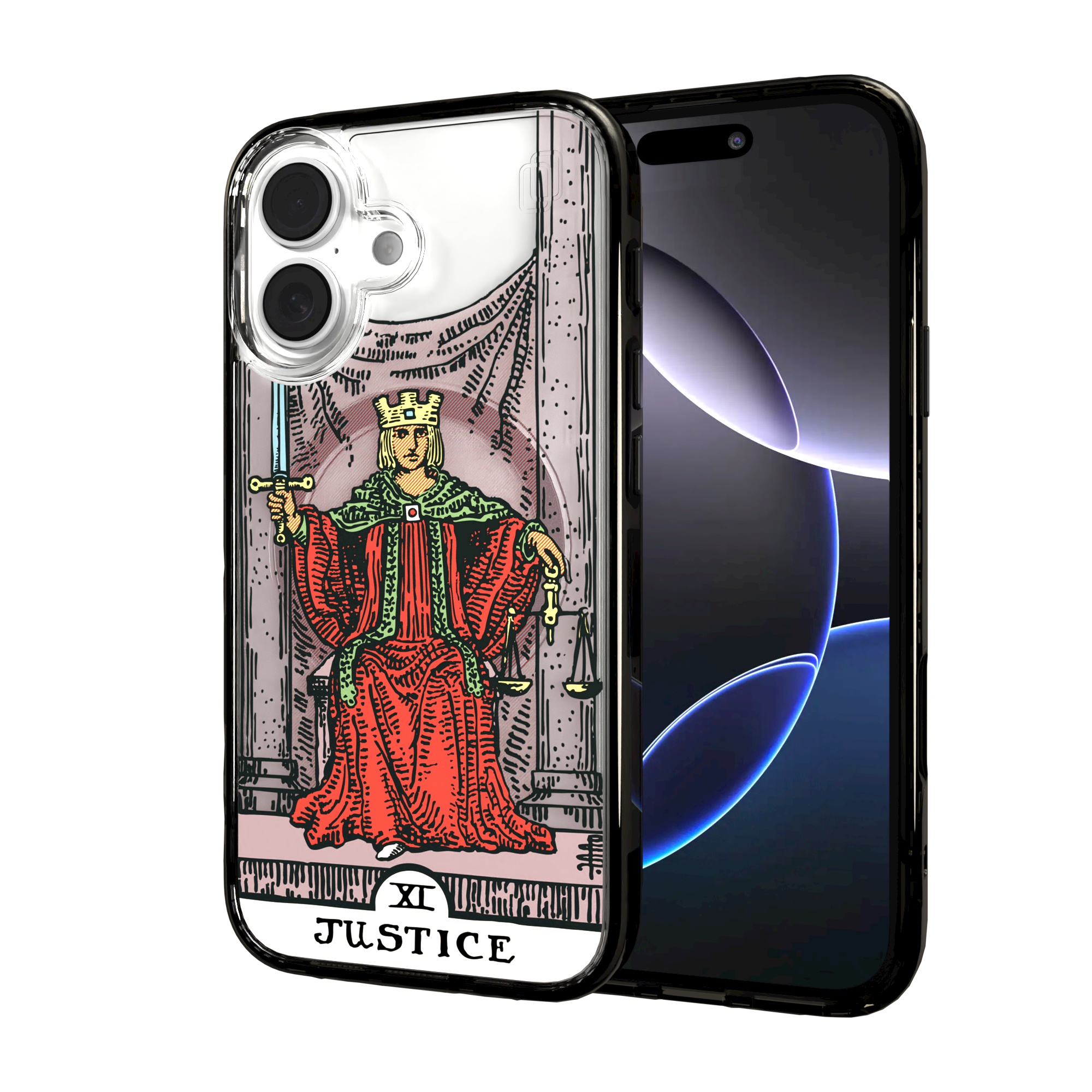 iPhone 16 Series | MagSafe | Tarot Collection | Justice Justice - Color / iPhone 16 / Black