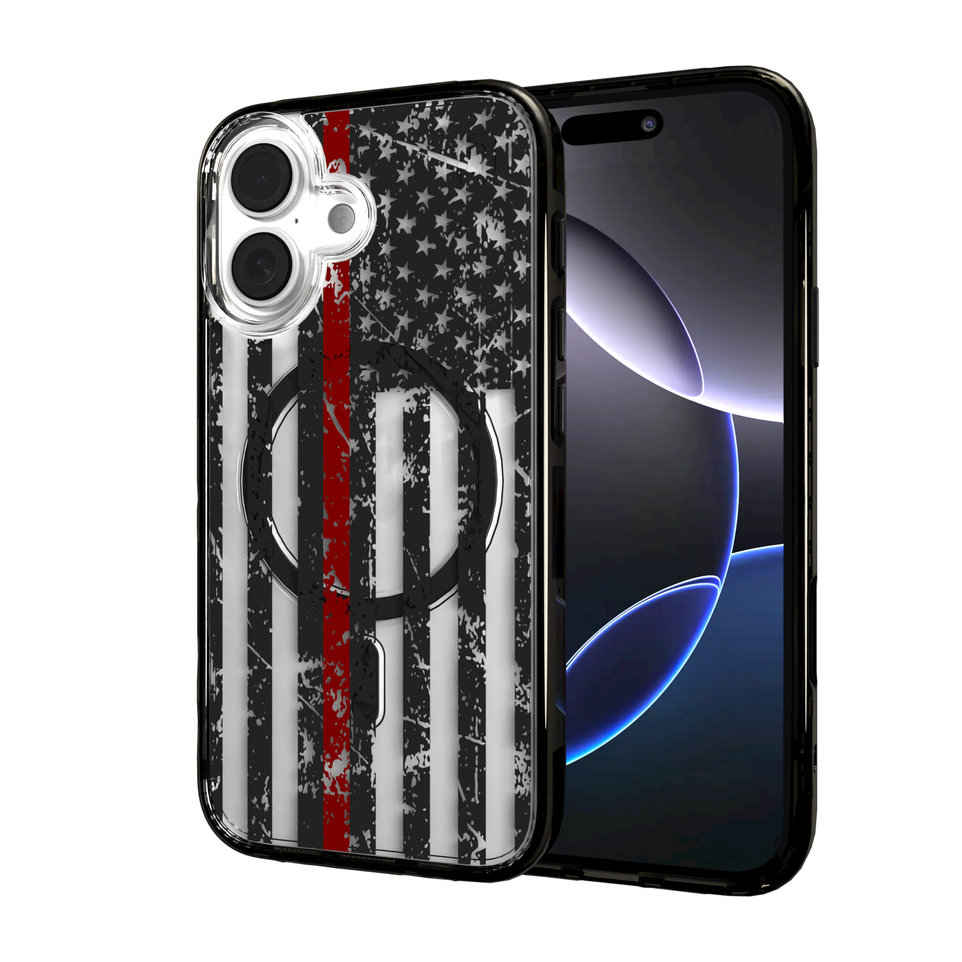 iPhone 16 Series | MagSafe | Red, White & Blue Case Collection | Thin Red Line Red Line / iPhone 16 / Black