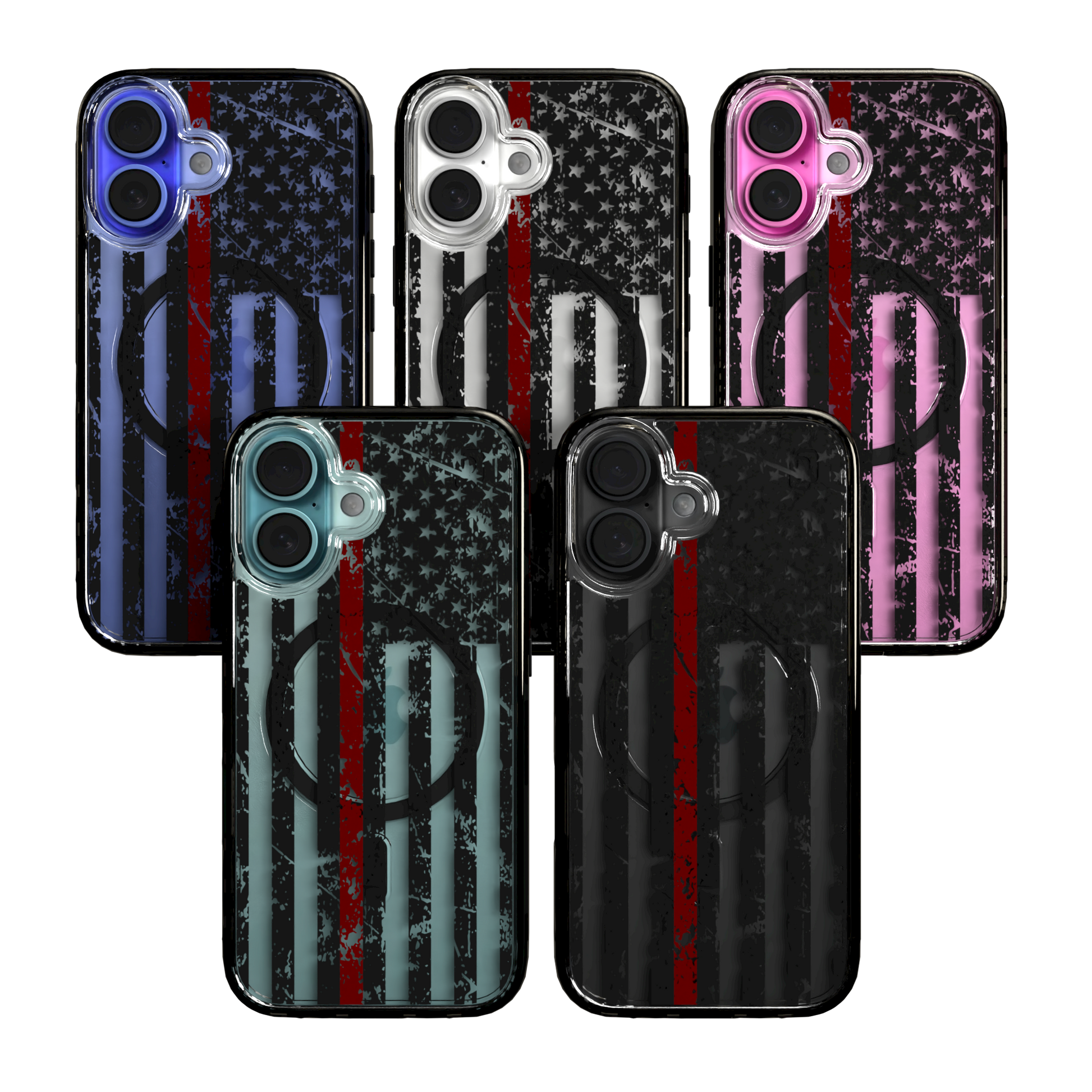 iPhone 16 Series | MagSafe | Red, White & Blue Case Collection | Thin Red Line Red Line / iPhone 16 / Black