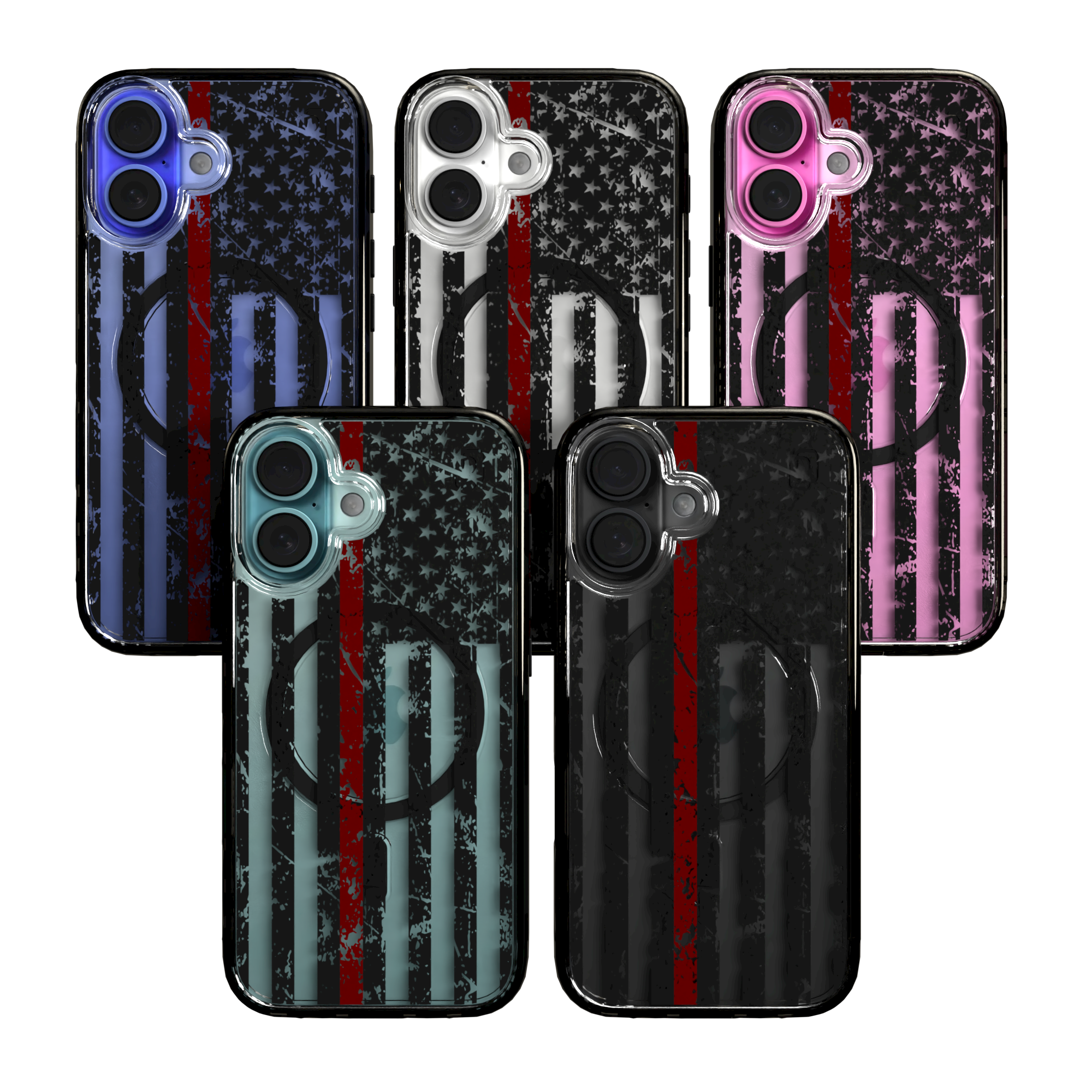 iPhone 16 Series | MagSafe | Red, White & Blue Case Collection | Thin Red Line Red Line / iPhone 16 / Black