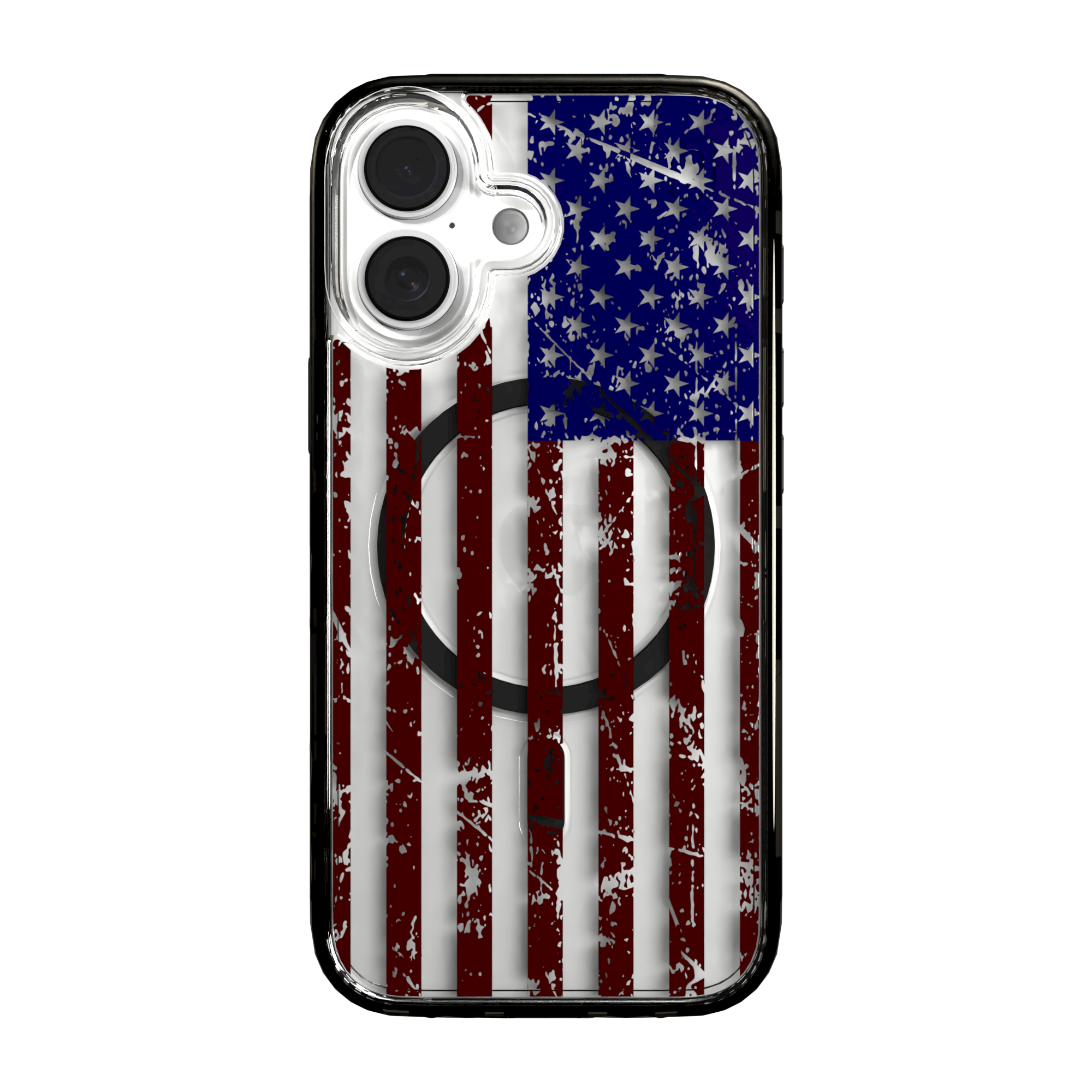 iPhone 16 Series | MagSafe | Red, White & Blue Case Collection | Old Glory Weathered American Flag Old Glory / iPhone 16 / Black