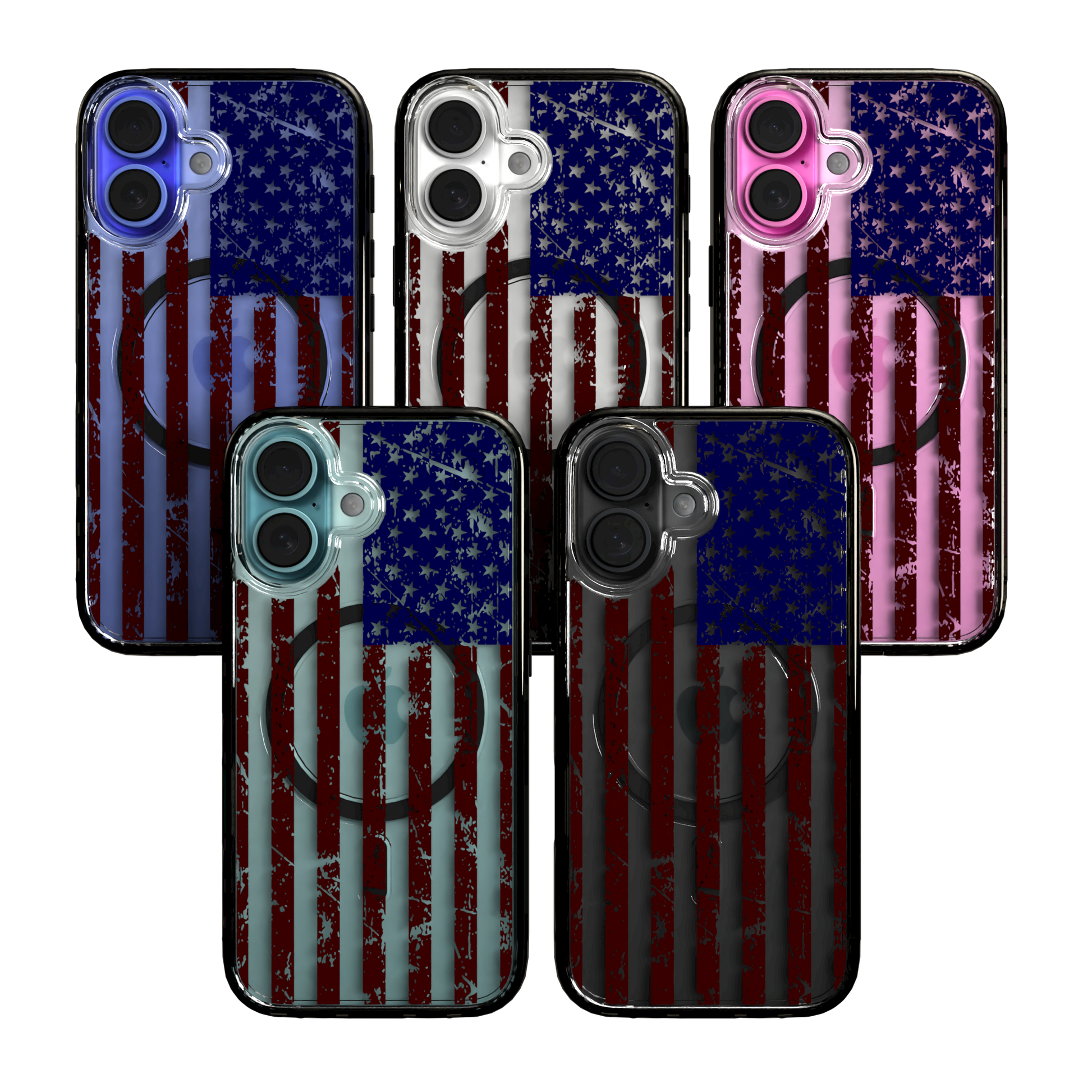 iPhone 16 Series | MagSafe | Red, White & Blue Case Collection | Old Glory Weathered American Flag Old Glory / iPhone 16 / Black