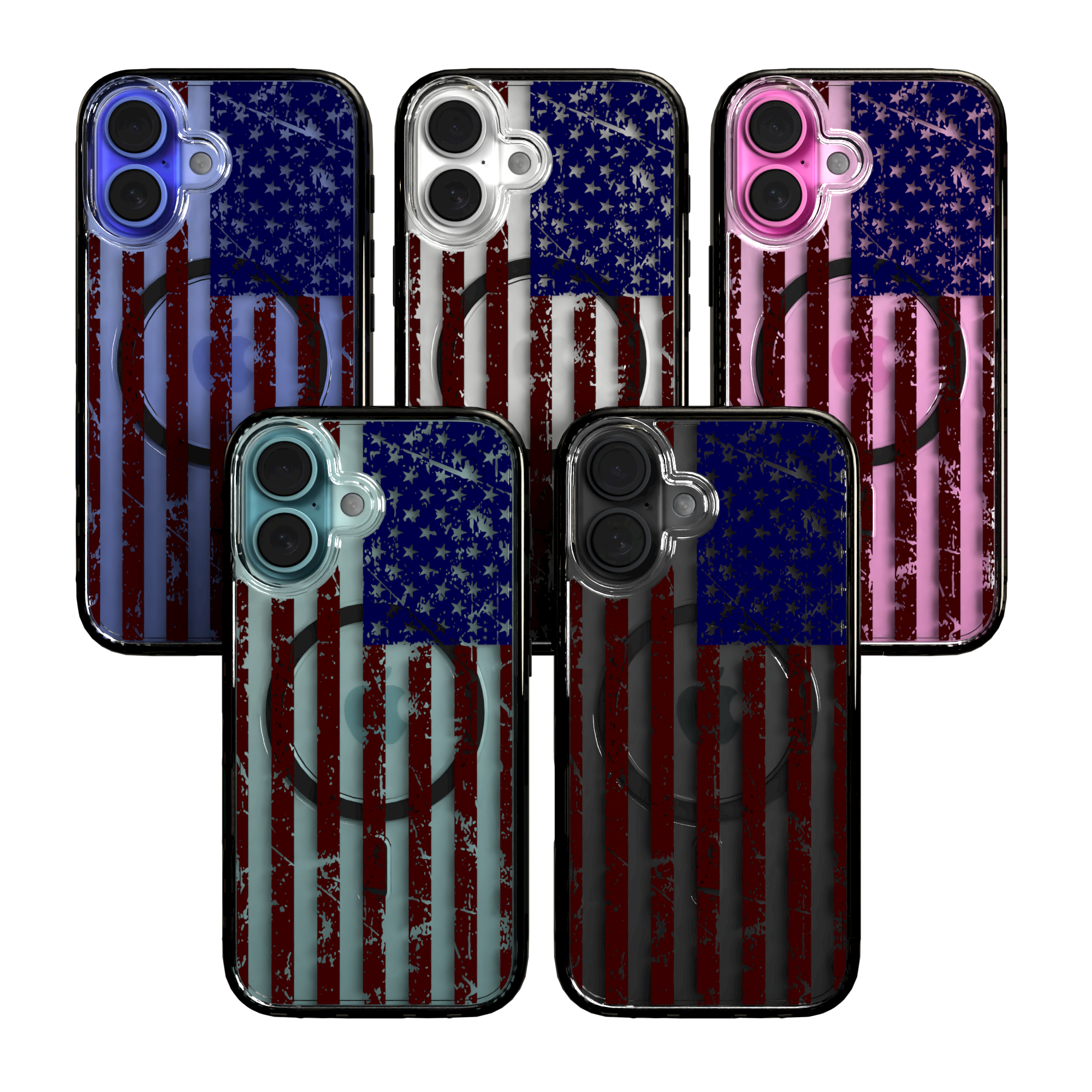 iPhone 16 Series | MagSafe | Red, White & Blue Case Collection | Old Glory Weathered American Flag Old Glory / iPhone 16 / Black