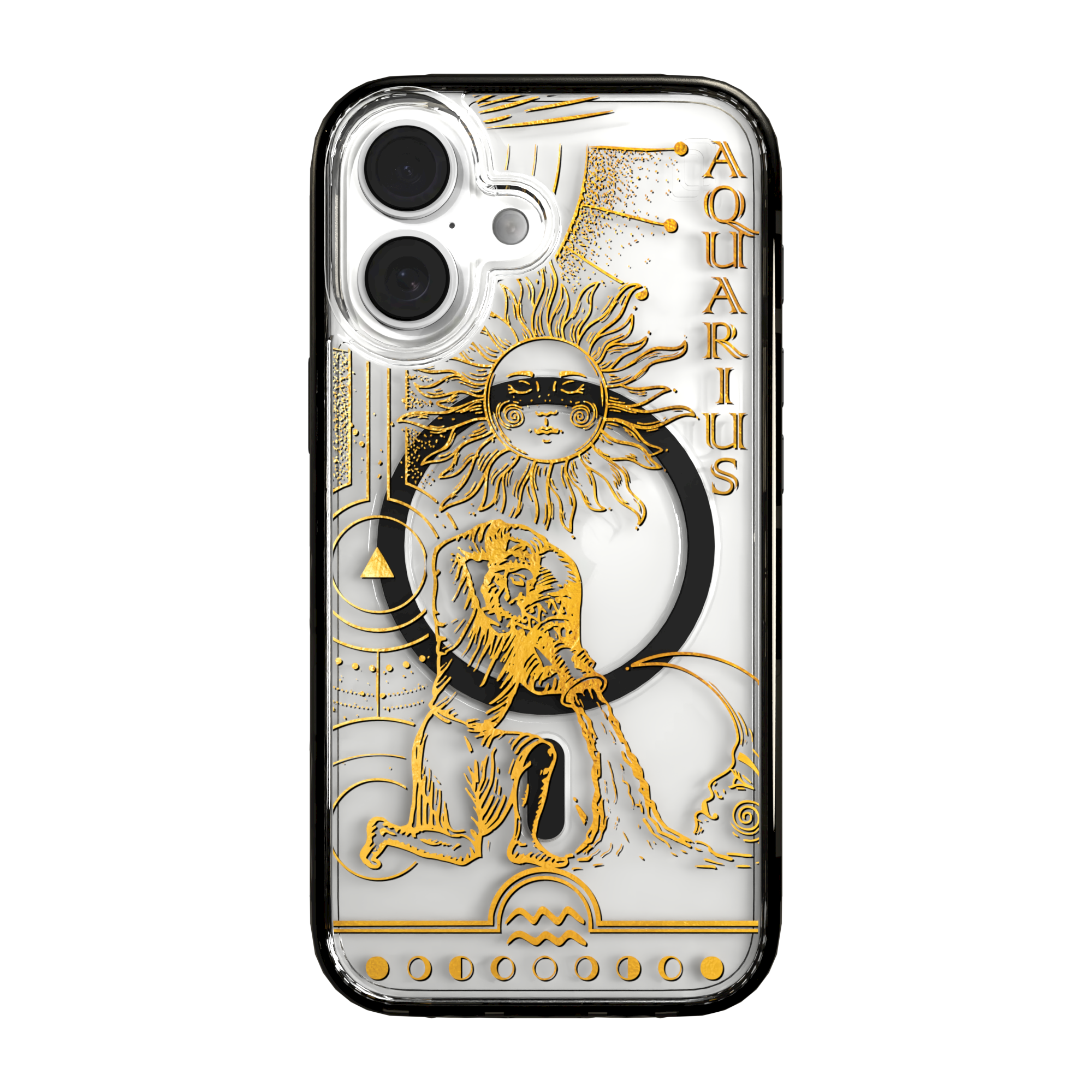 iPhone 16 Series | MagSafe | Zodiac Collection | Aquarius Aquarius Gold / iPhone 16 / Black