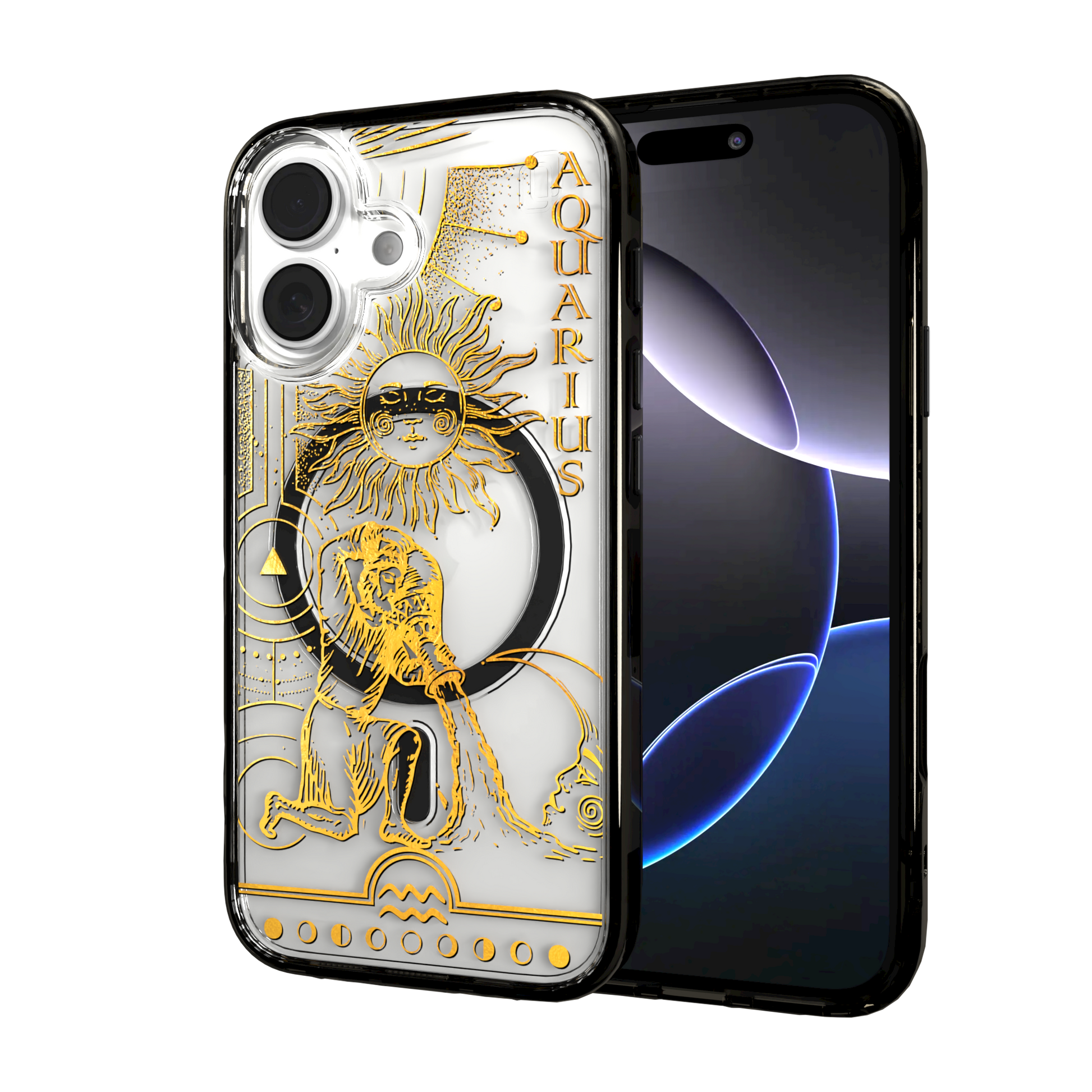 iPhone 16 Series | MagSafe | Zodiac Collection | Aquarius Aquarius Gold / iPhone 16 / Black