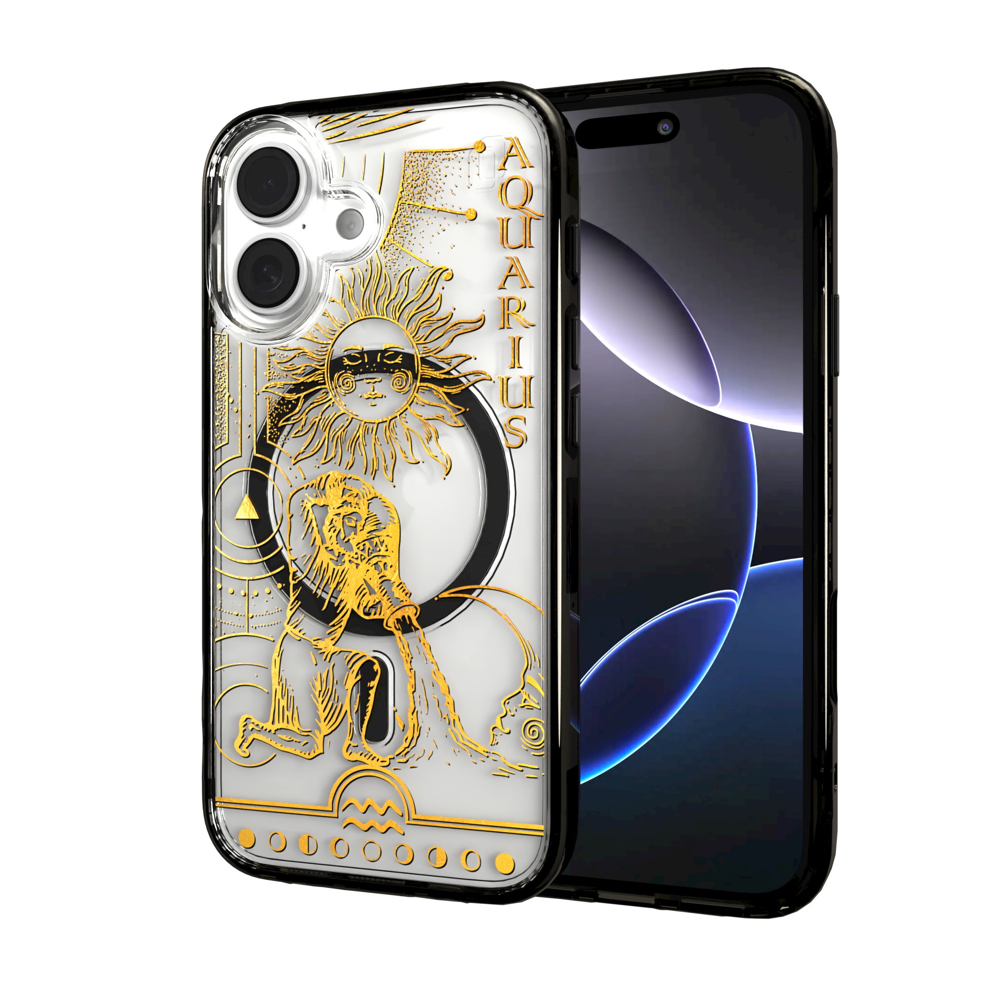 iPhone 16 Series | MagSafe | Zodiac Collection | Aquarius Aquarius Gold / iPhone 16 / Black