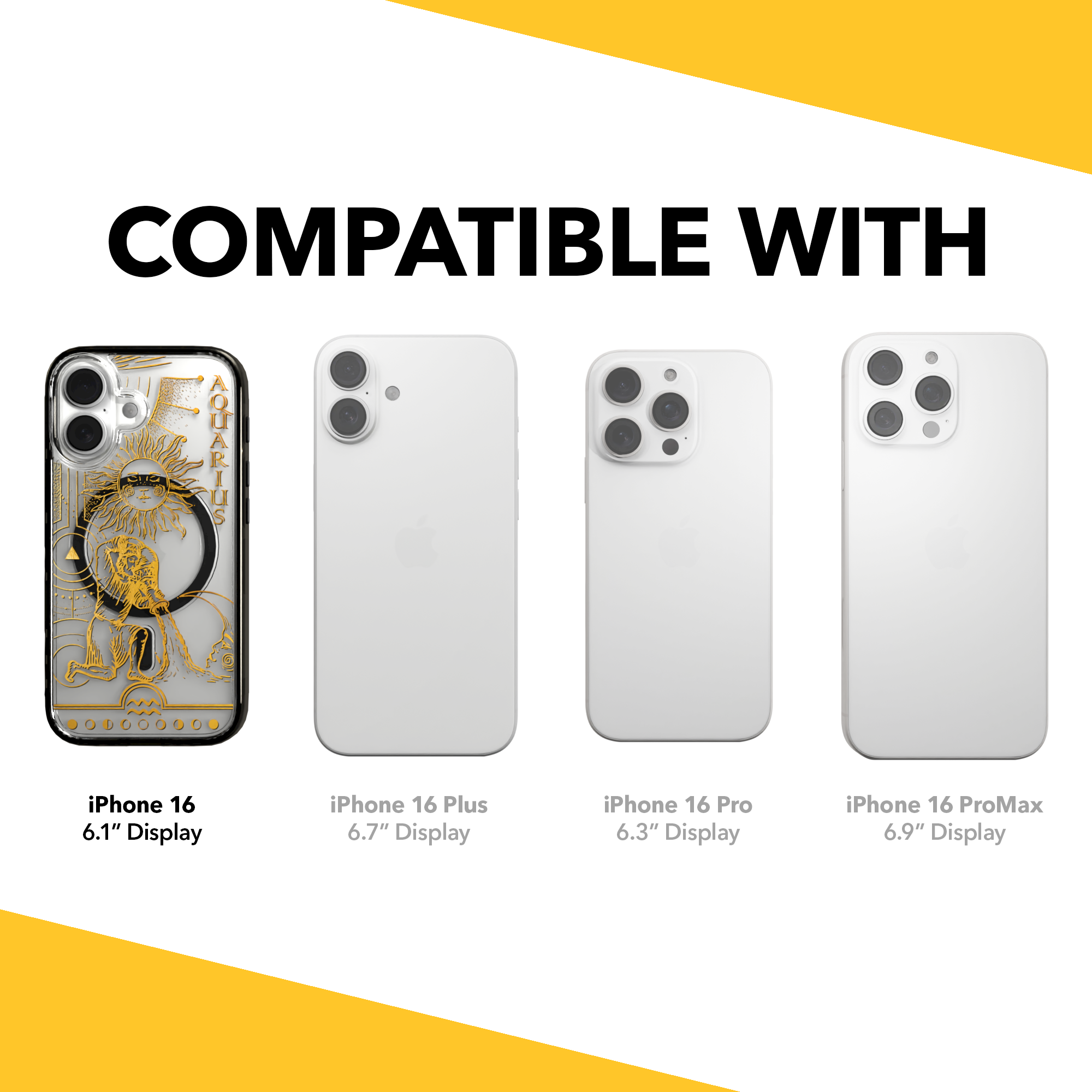 iPhone 16 Series | MagSafe | Zodiac Collection | Aquarius Aquarius Gold / iPhone 16 / Black