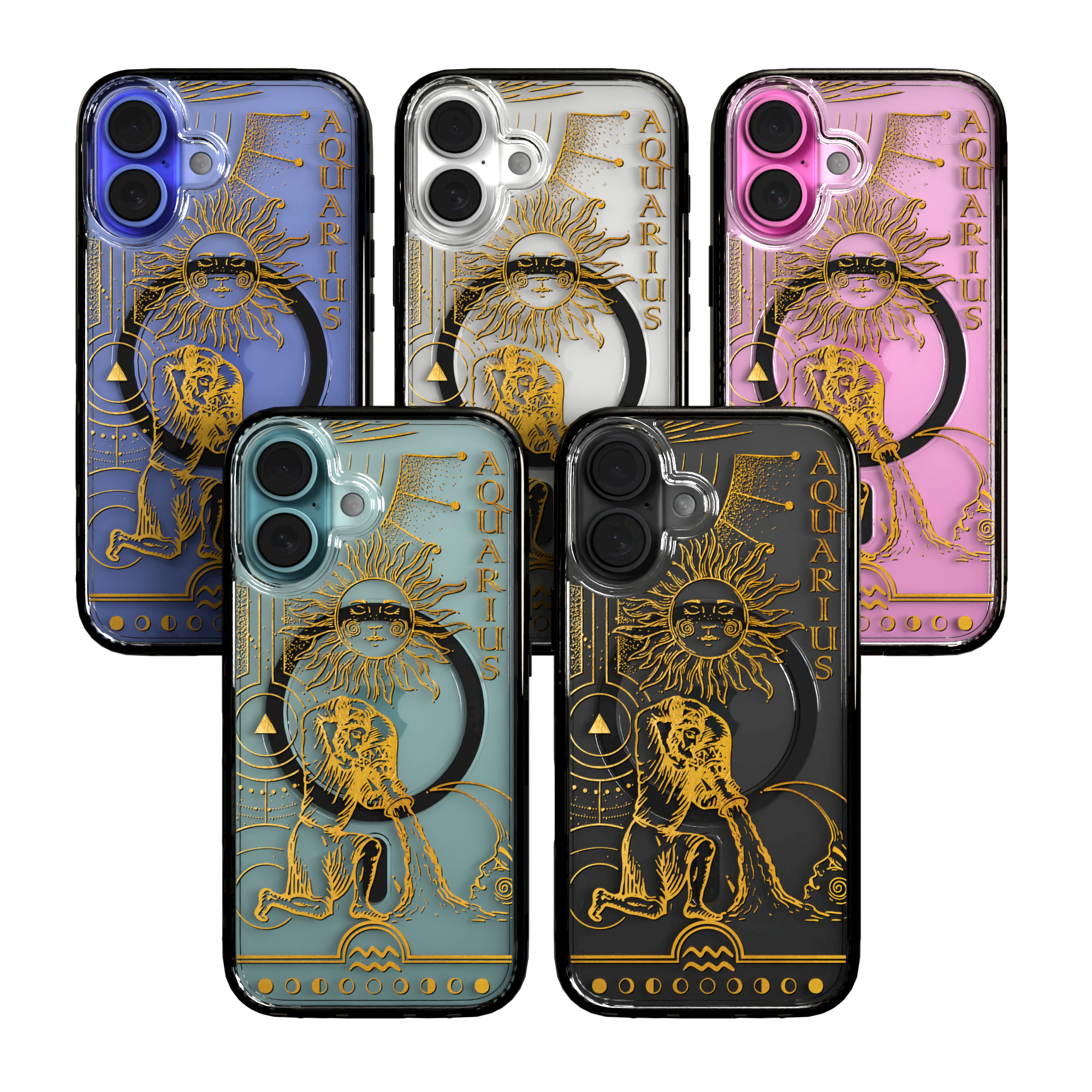 iPhone 16 Series | MagSafe | Zodiac Collection | Aquarius Aquarius Gold / iPhone 16 / Black