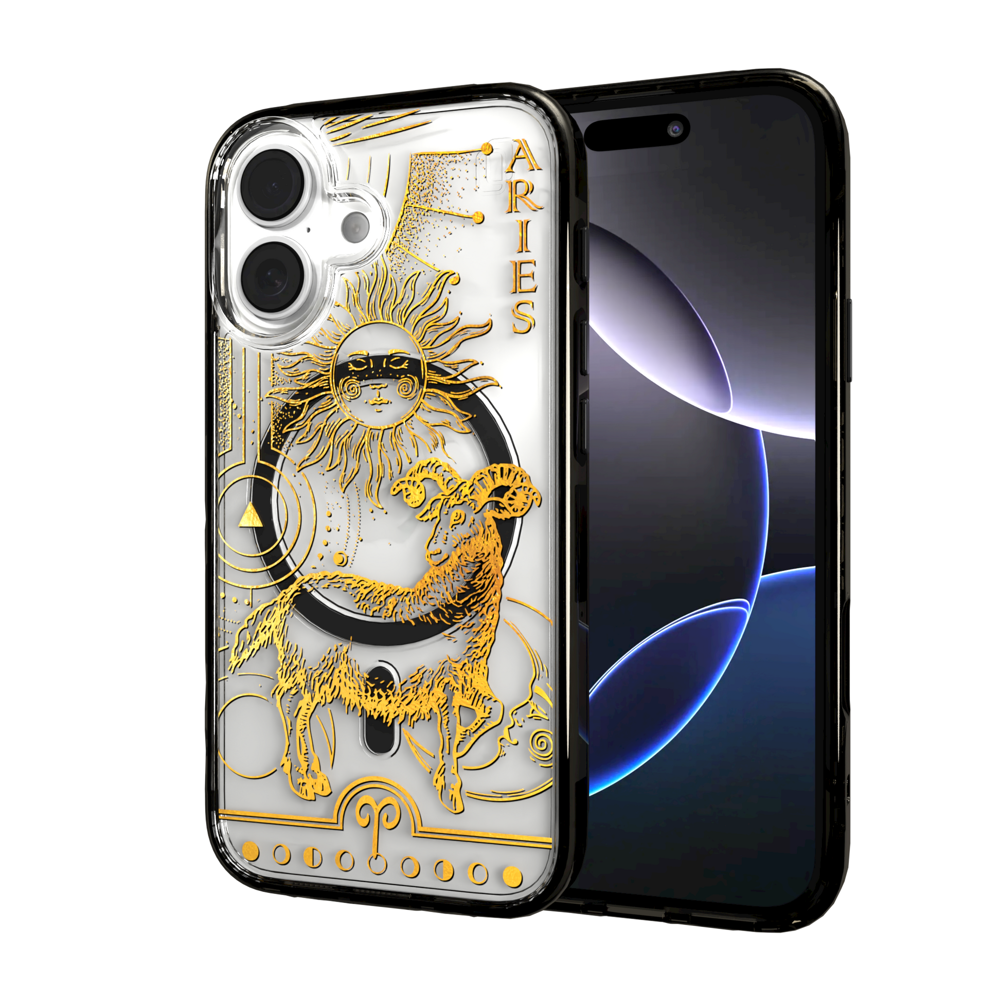 iPhone 16 Series | MagSafe | Zodiac Collection | Aries Aries Gold / iPhone 16 / Black