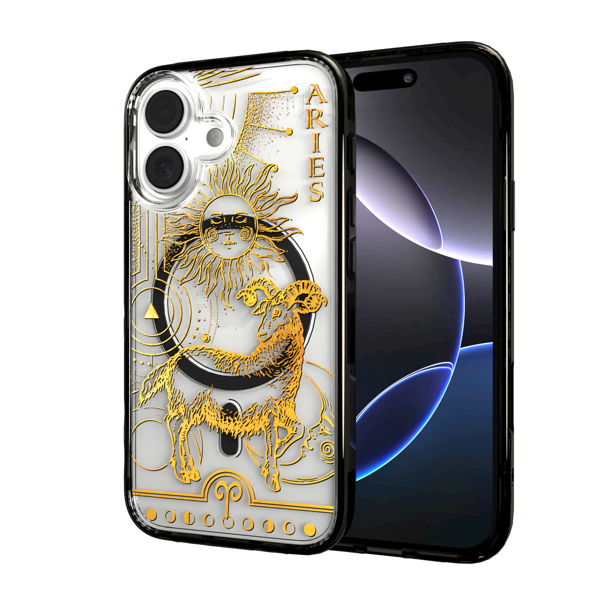 iPhone 16 Series | MagSafe | Zodiac Collection | Aries Aries Gold / iPhone 16 / Black