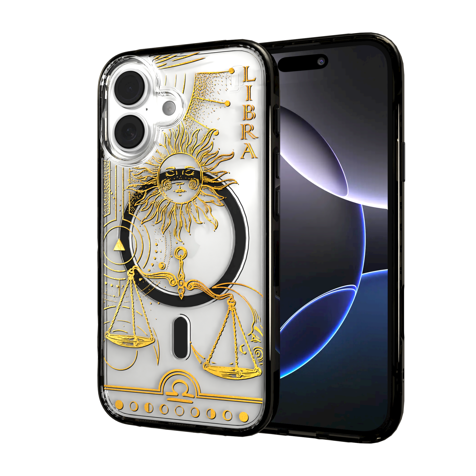iPhone 16 Series | MagSafe | Zodiac Collection | Libra Libra Gold / iPhone 16 / Black