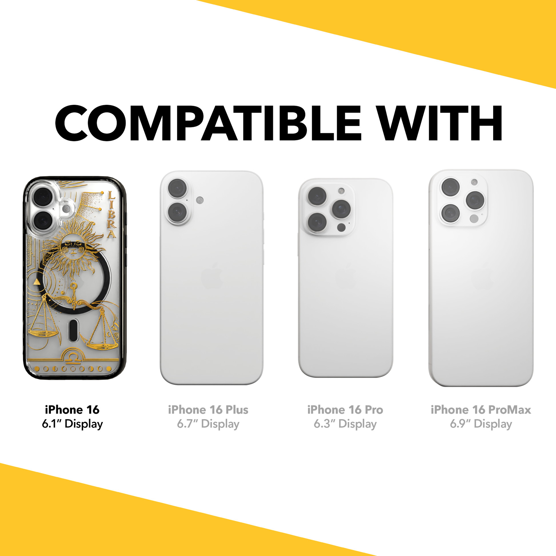 iPhone 16 Series | MagSafe | Zodiac Collection | Libra Libra Gold / iPhone 16 / Black