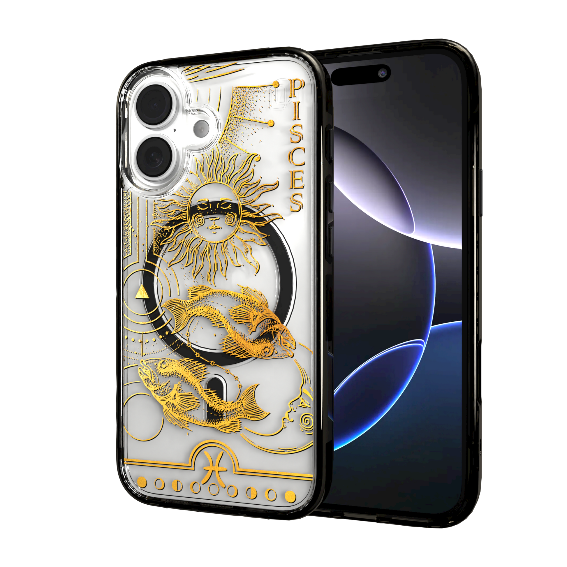 iPhone 16 Series | MagSafe | Zodiac Collection | Pisces Pisces Gold / iPhone 16 / Black