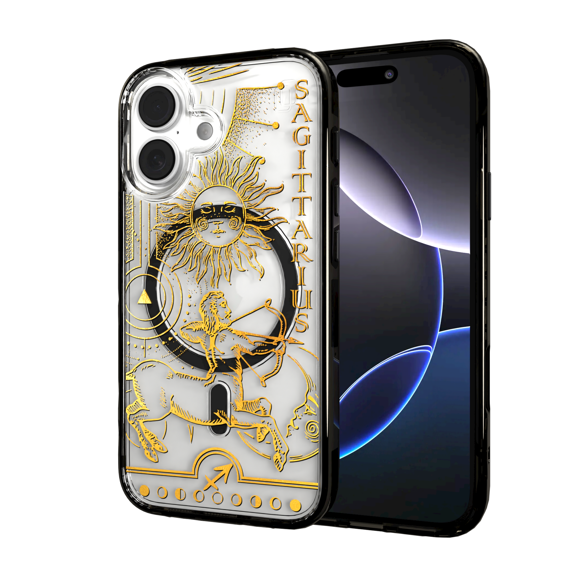 iPhone 16 Series | MagSafe | Zodiac Collection | Sagitarius Sagittarius Gold / iPhone 16 / Black
