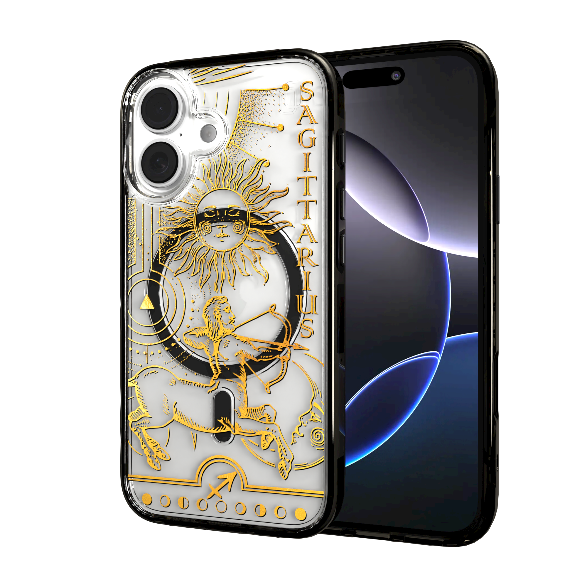 iPhone 16 Series | MagSafe | Zodiac Collection | Sagitarius Sagittarius Gold / iPhone 16 / Black