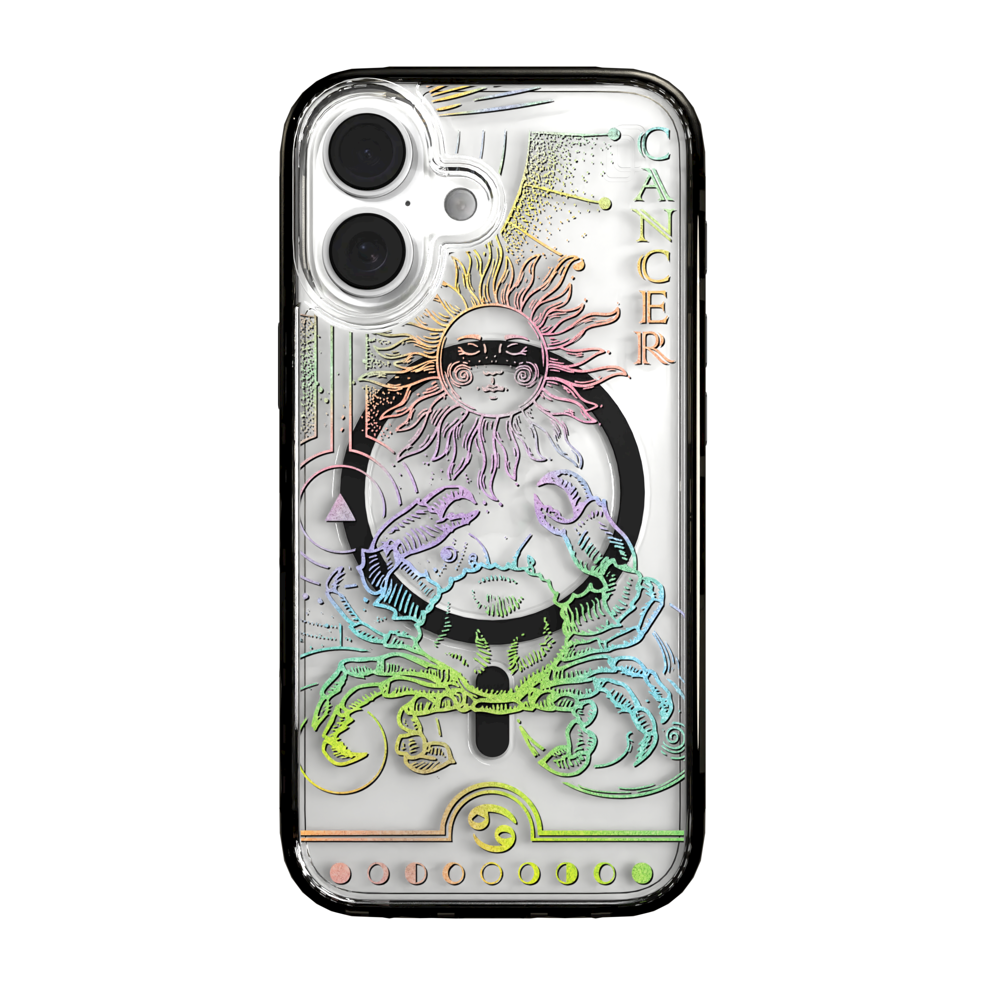 iPhone 16 Series | MagSafe | Zodiac Collection | Cancer Cancer Rainbow / iPhone 16 / Black