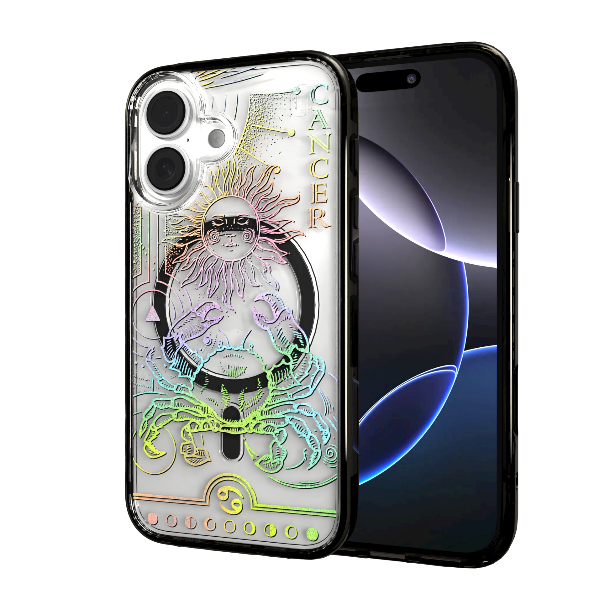 iPhone 16 Series | MagSafe | Zodiac Collection | Cancer Cancer Rainbow / iPhone 16 / Black