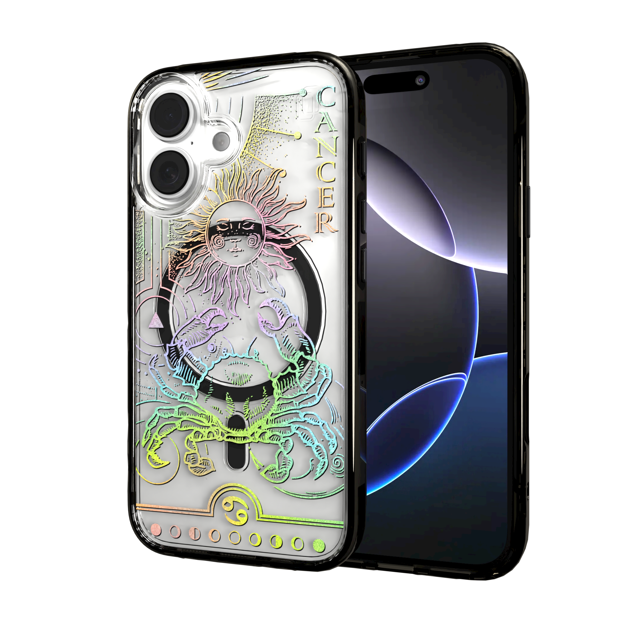 iPhone 16 Series | MagSafe | Zodiac Collection | Cancer Cancer Rainbow / iPhone 16 / Black