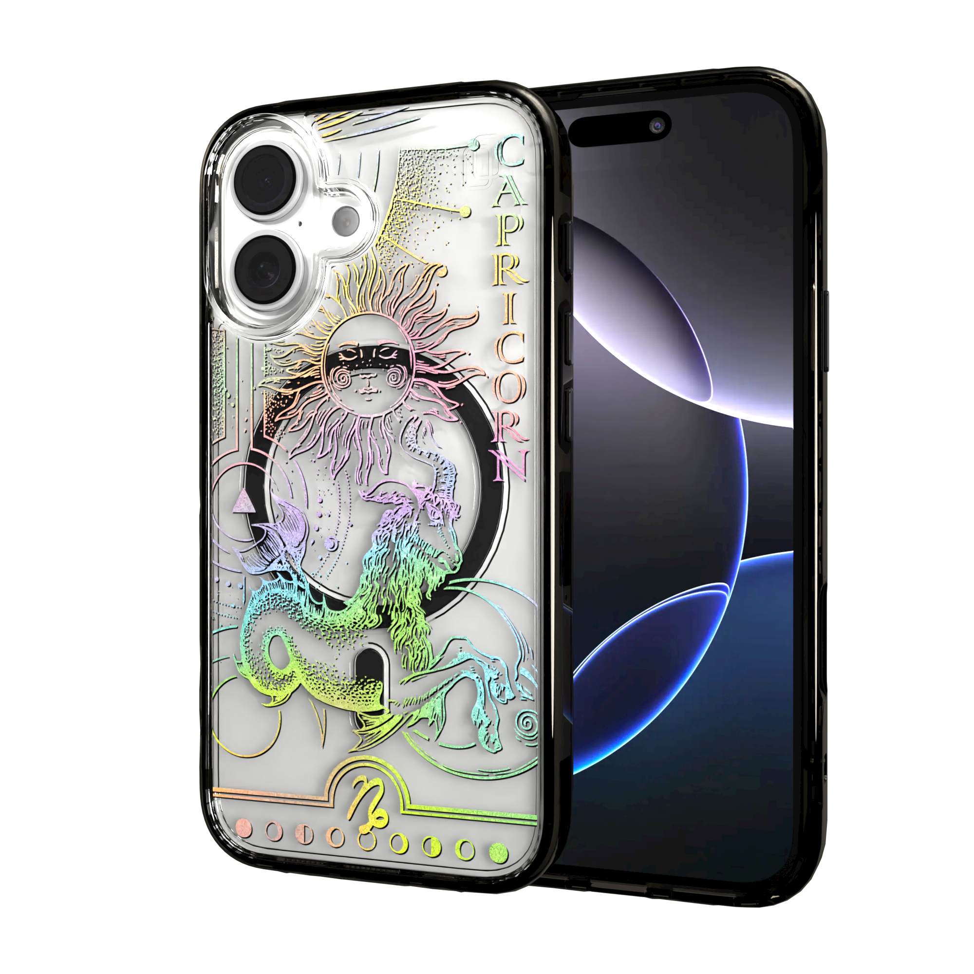 iPhone 16 Series | MagSafe | Zodiac Collection |Capricorn Capricorn Rainbow / iPhone 16 / Black