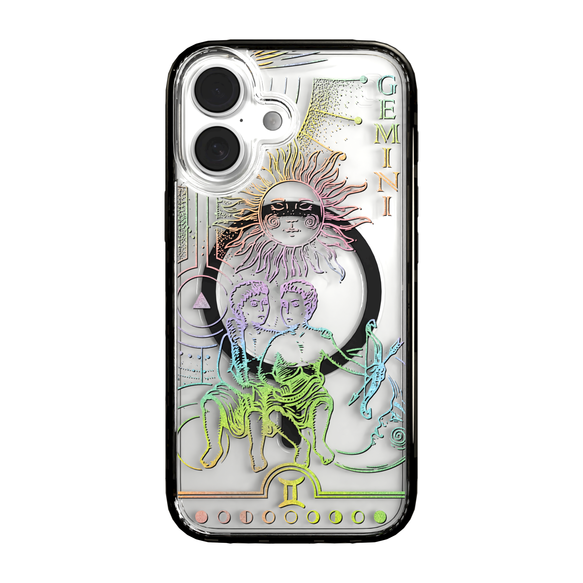 iPhone 16 Series | MagSafe | Zodiac Collection | Gemini Gemini Rainbow / iPhone 16 / Black