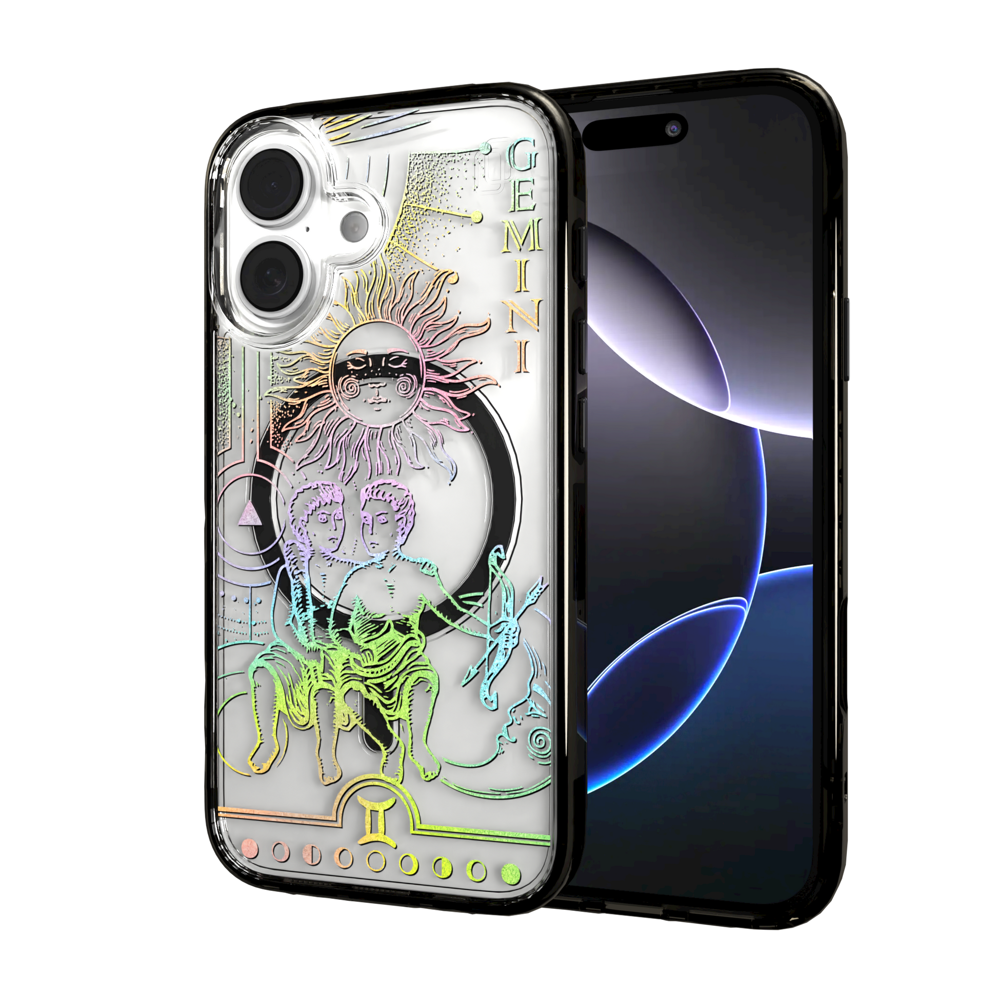iPhone 16 Series | MagSafe | Zodiac Collection | Gemini Gemini Rainbow / iPhone 16 / Black