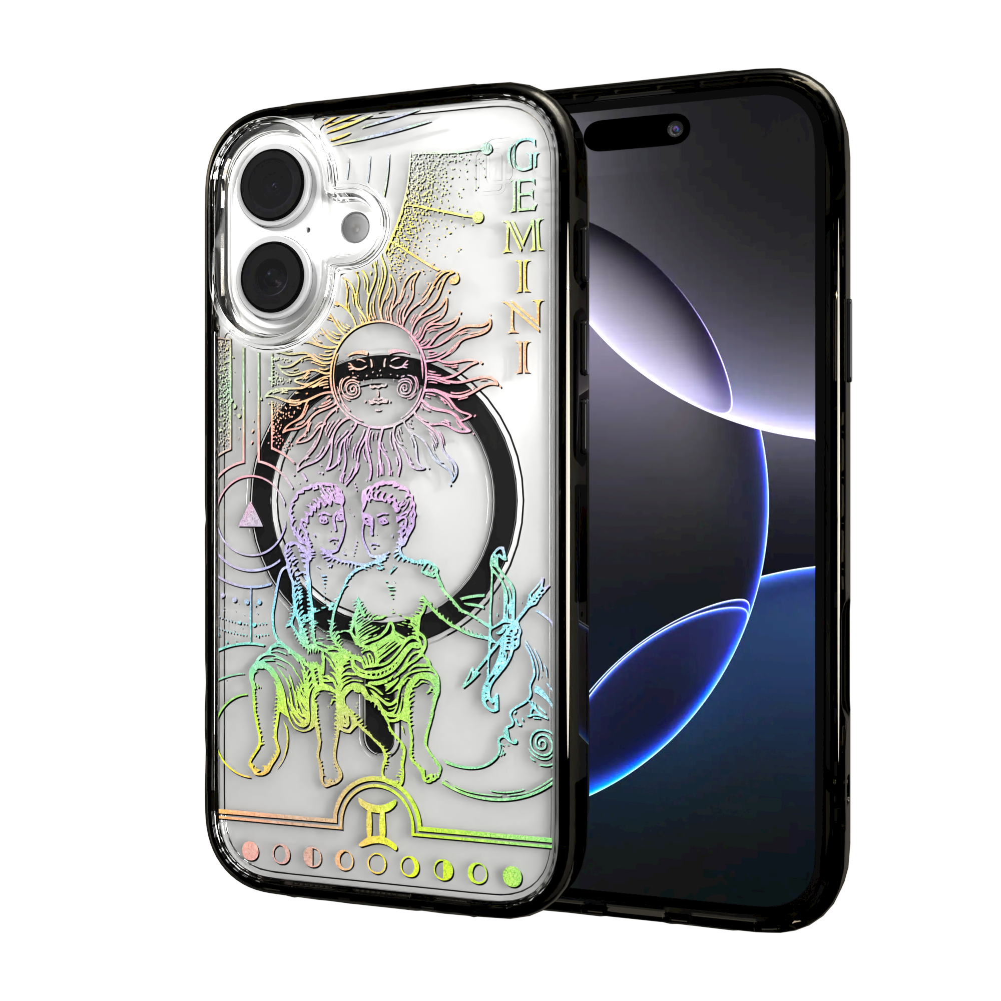iPhone 16 Series | MagSafe | Zodiac Collection | Gemini Gemini Rainbow / iPhone 16 / Black