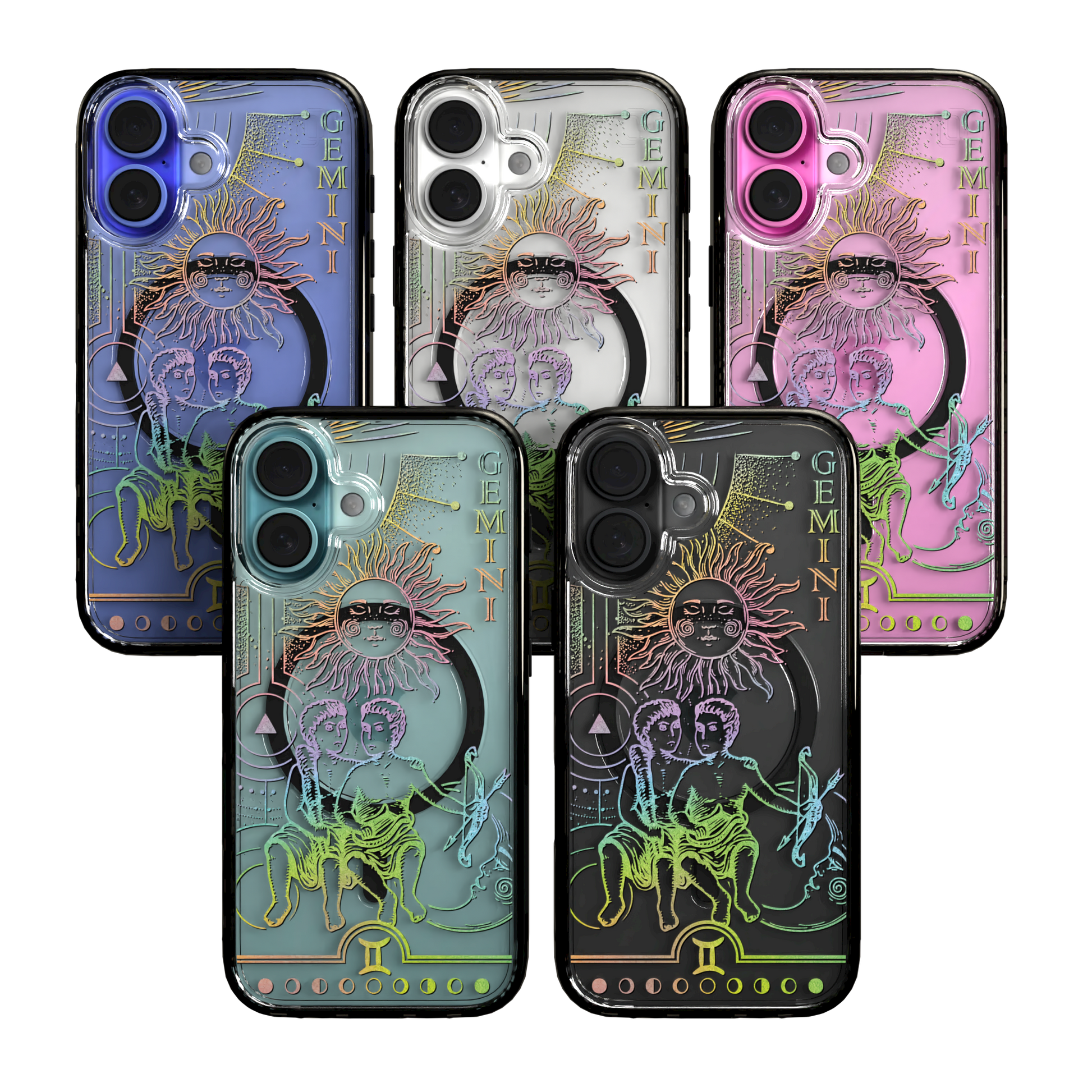 iPhone 16 Series | MagSafe | Zodiac Collection | Gemini Gemini Rainbow / iPhone 16 / Black