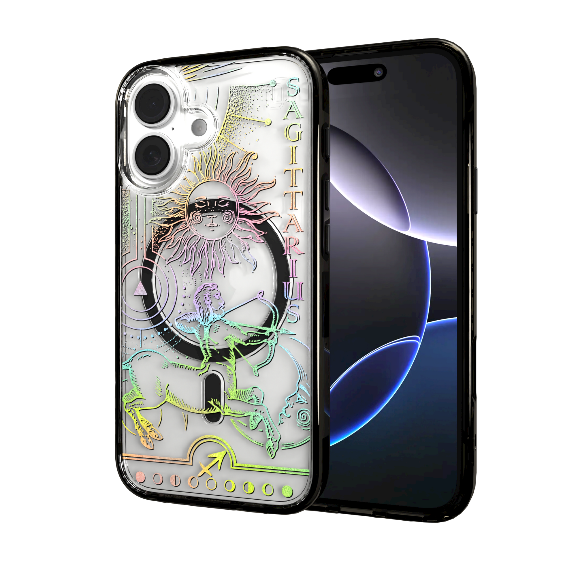 iPhone 16 Series | MagSafe | Zodiac Collection | Sagitarius Sagittarius Rainbow / iPhone 16 / Black