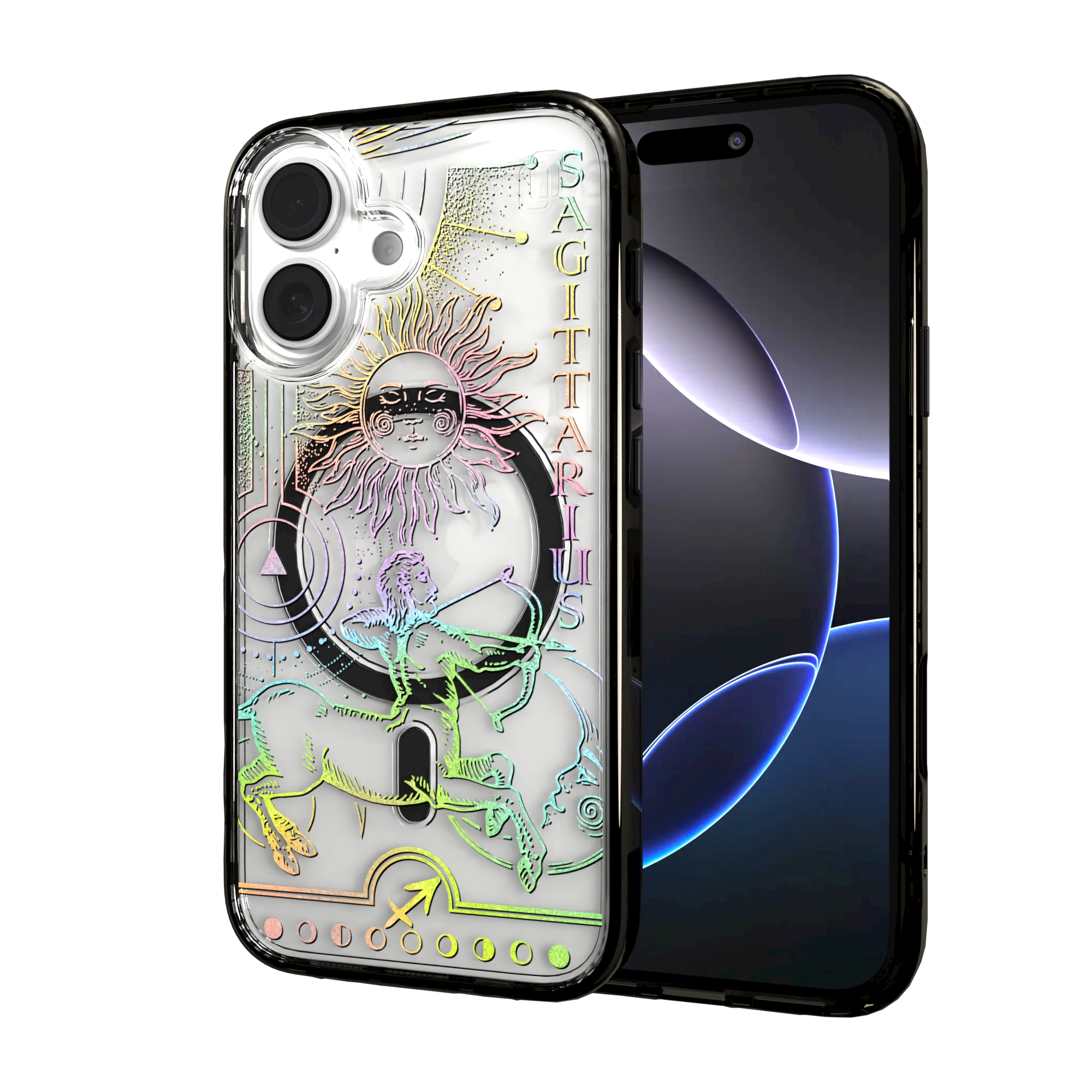iPhone 16 Series | MagSafe | Zodiac Collection | Sagitarius Sagittarius Rainbow / iPhone 16 / Black