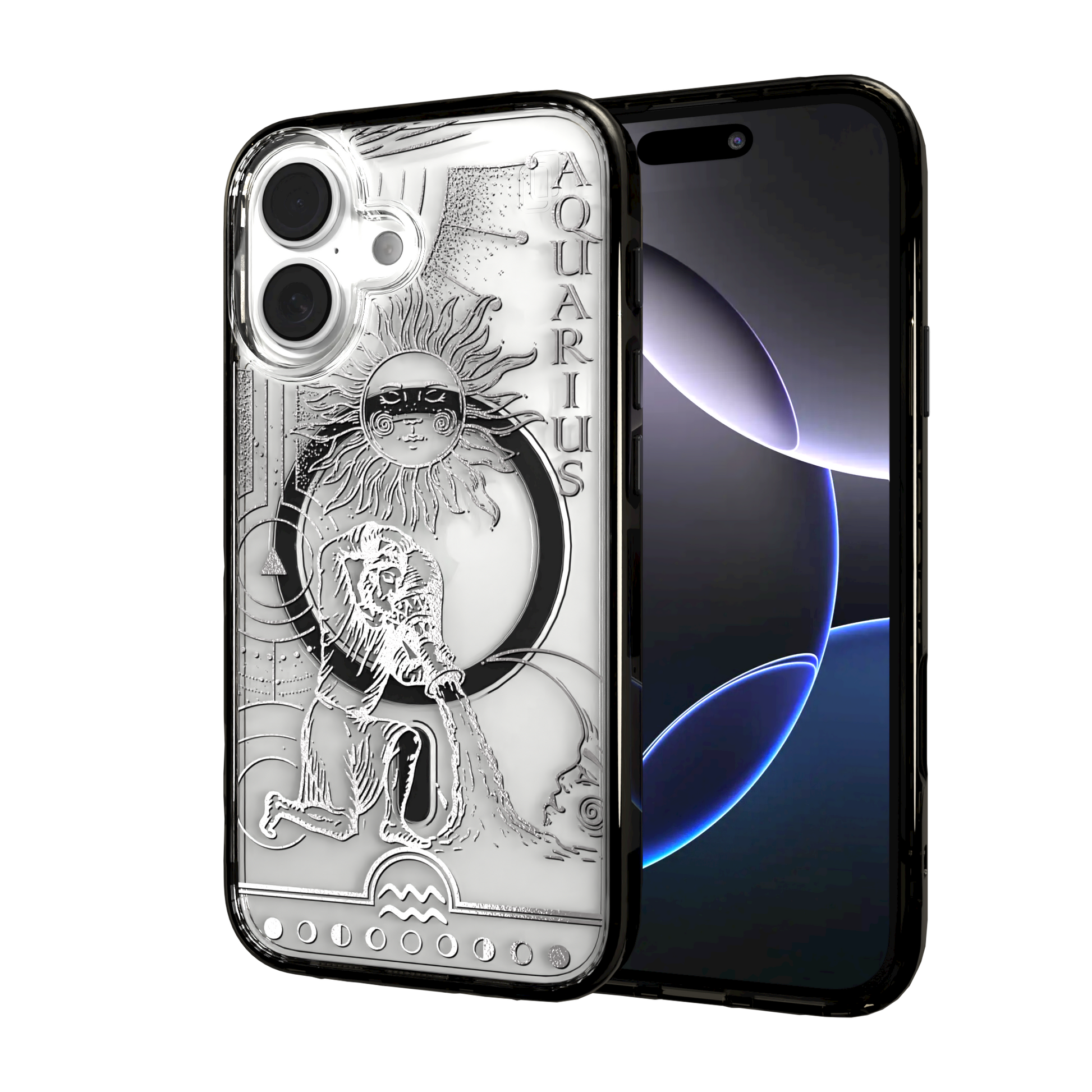 iPhone 16 Series | MagSafe | Zodiac Collection | Aquarius Aquarius Silver / iPhone 16 / Black