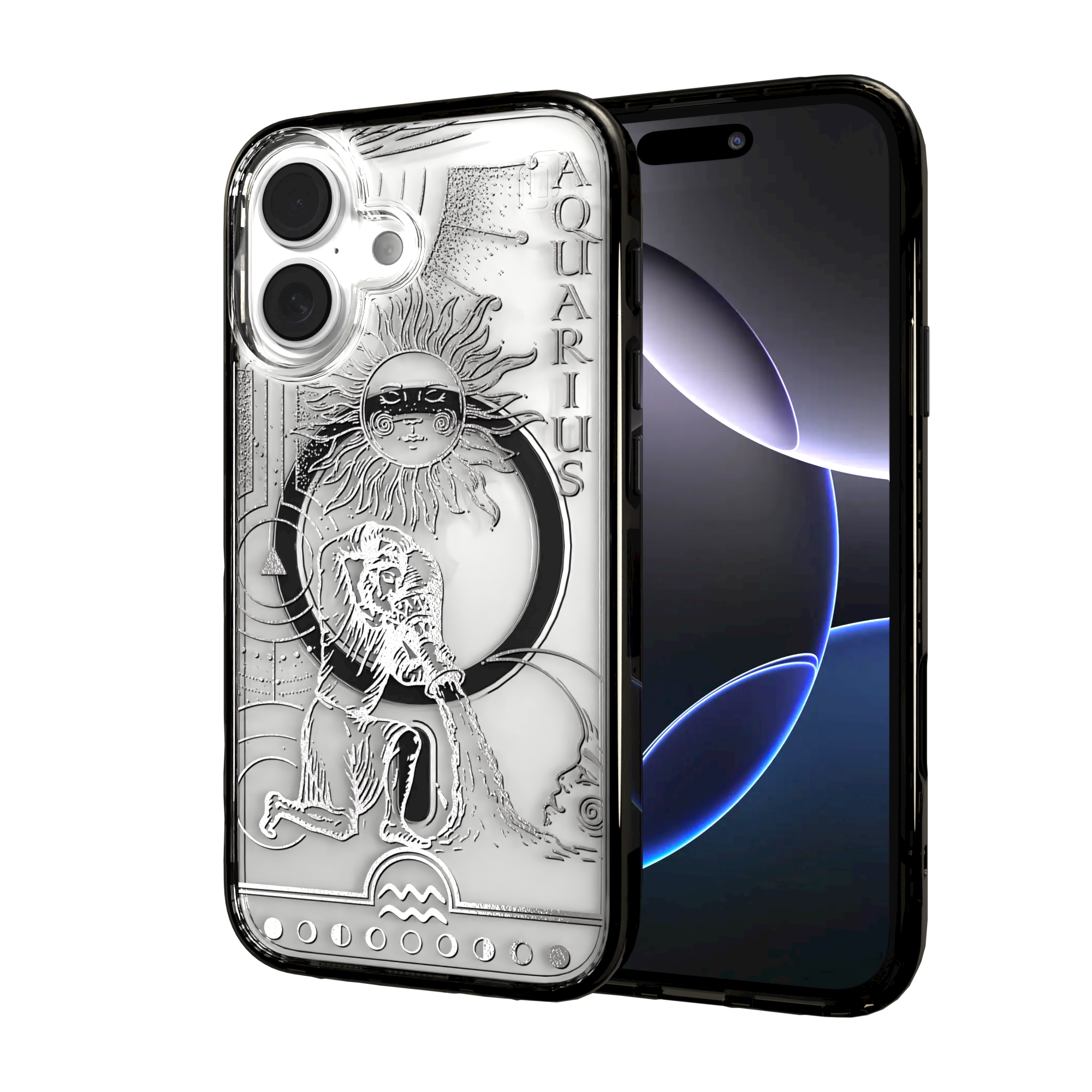 iPhone 16 Series | MagSafe | Zodiac Collection | Aquarius Aquarius Silver / iPhone 16 / Black