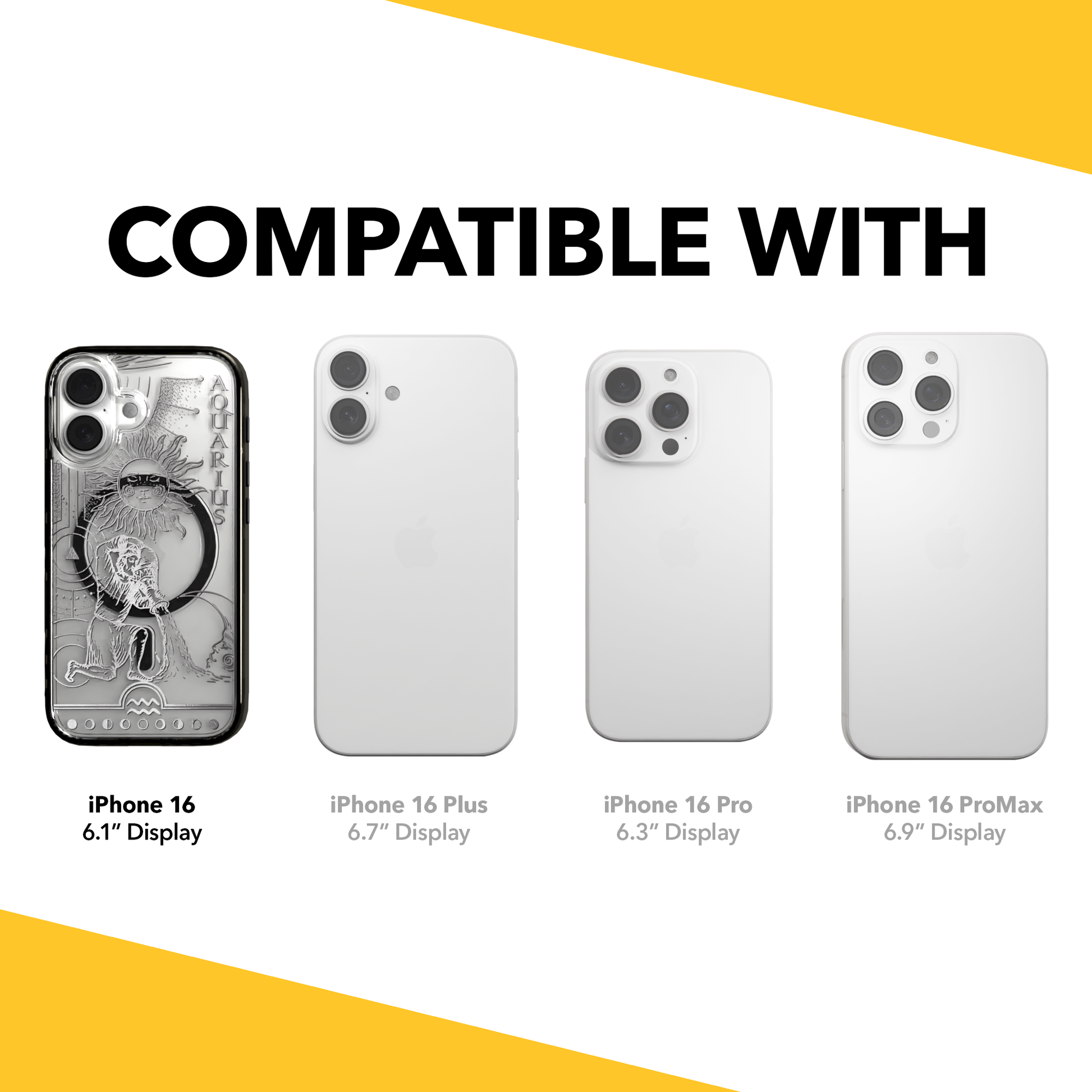 iPhone 16 Series | MagSafe | Zodiac Collection | Aquarius Aquarius Silver / iPhone 16 / Black