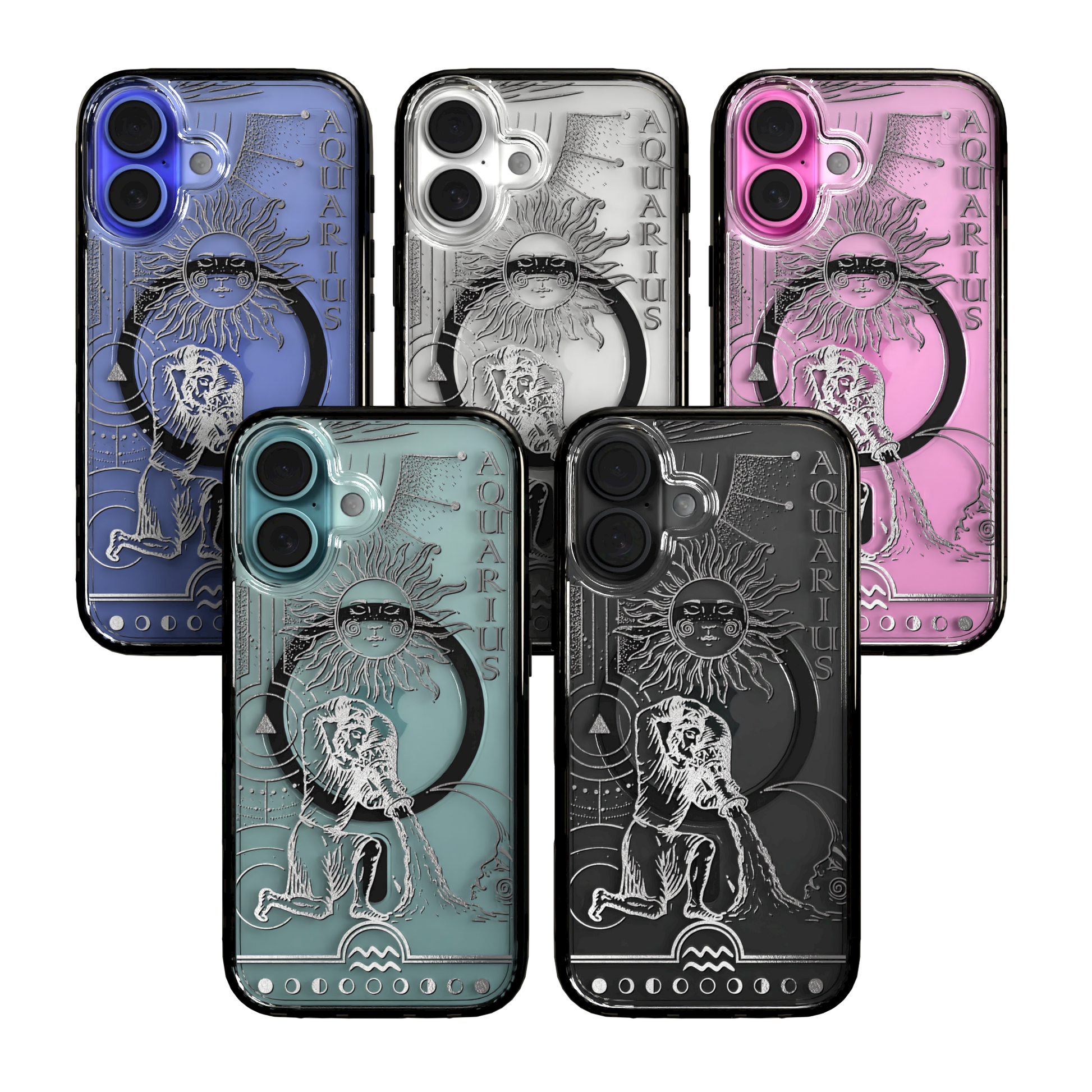iPhone 16 Series | MagSafe | Zodiac Collection | Aquarius Aquarius Silver / iPhone 16 / Black