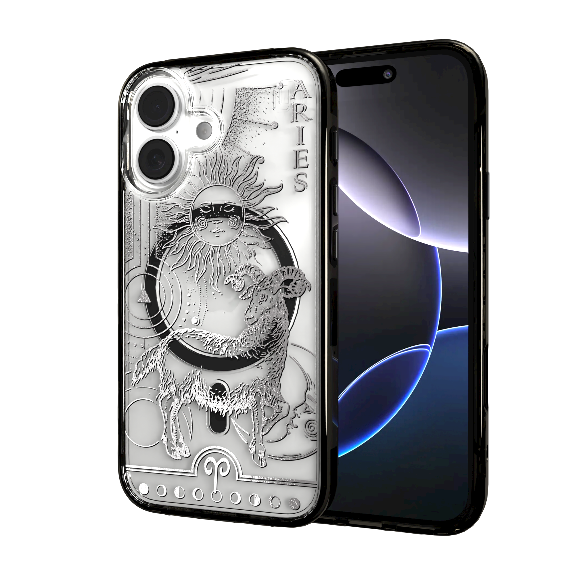 iPhone 16 Series | MagSafe | Zodiac Collection | Aries Aries Silver / iPhone 16 / Black