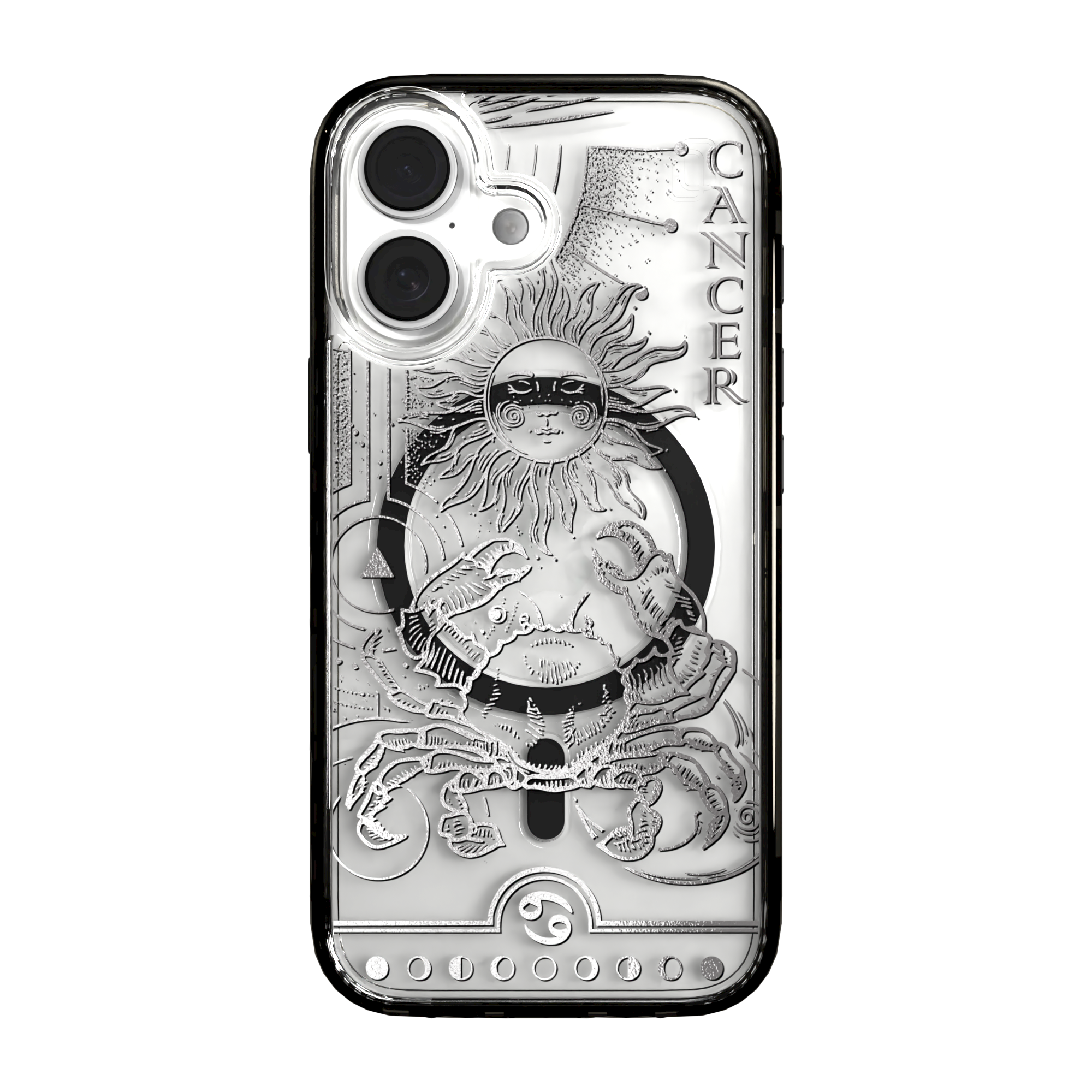iPhone 16 Series | MagSafe | Zodiac Collection | Cancer Cancer Silver / iPhone 16 / Black