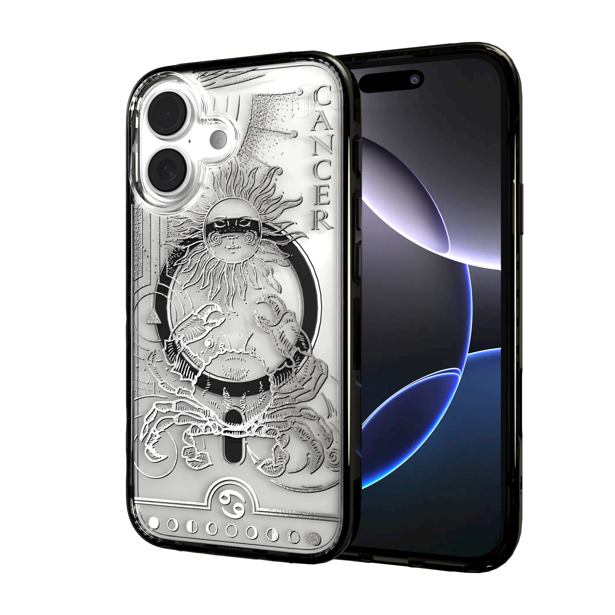iPhone 16 Series | MagSafe | Zodiac Collection | Cancer Cancer Silver / iPhone 16 / Black