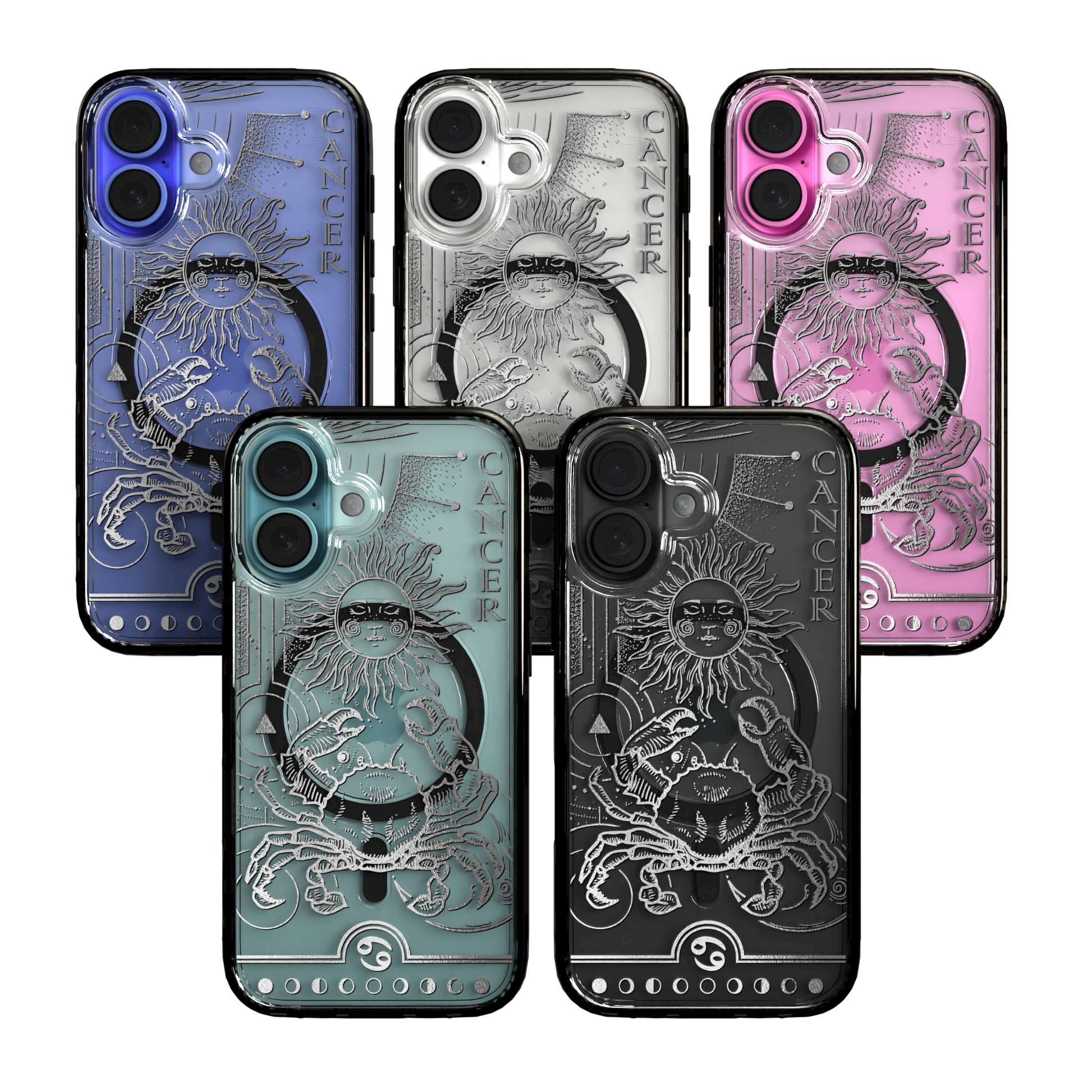 iPhone 16 Series | MagSafe | Zodiac Collection | Cancer Cancer Silver / iPhone 16 / Black